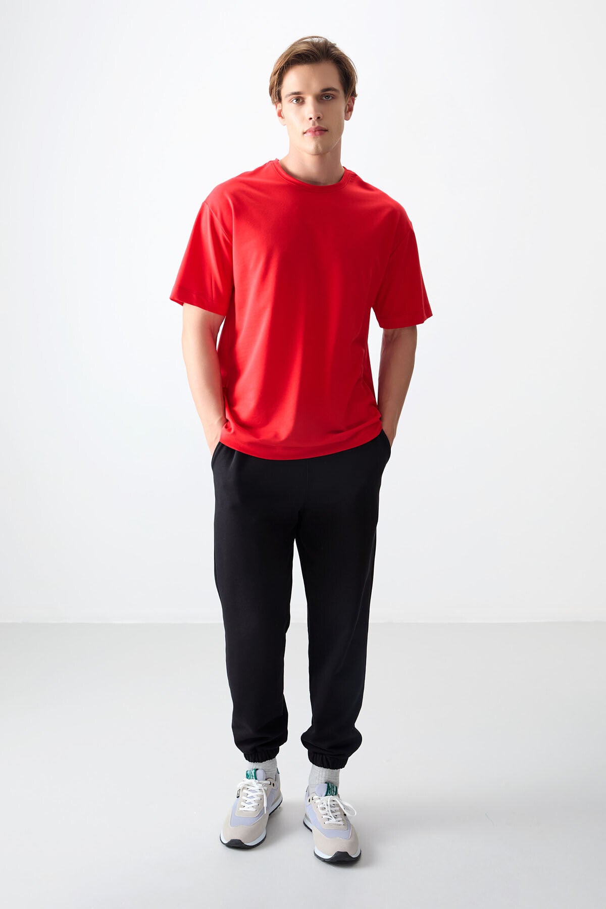 Fiesta Pamuklu Kalın Yumuşak Dokulu Oversize Fit Basic Erkek T-Shirt - 88377