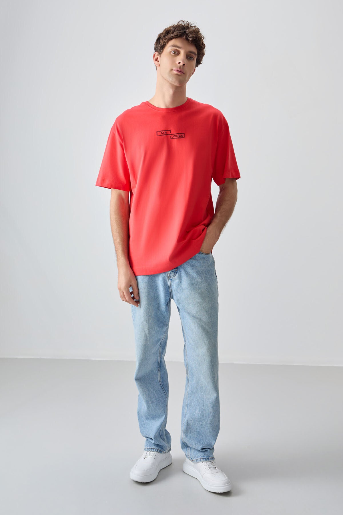 Fiesta %100 Pamuk Kalın Yumuşak Dokulu Oversize Fit Baskılı Erkek T-Shirt - 88361