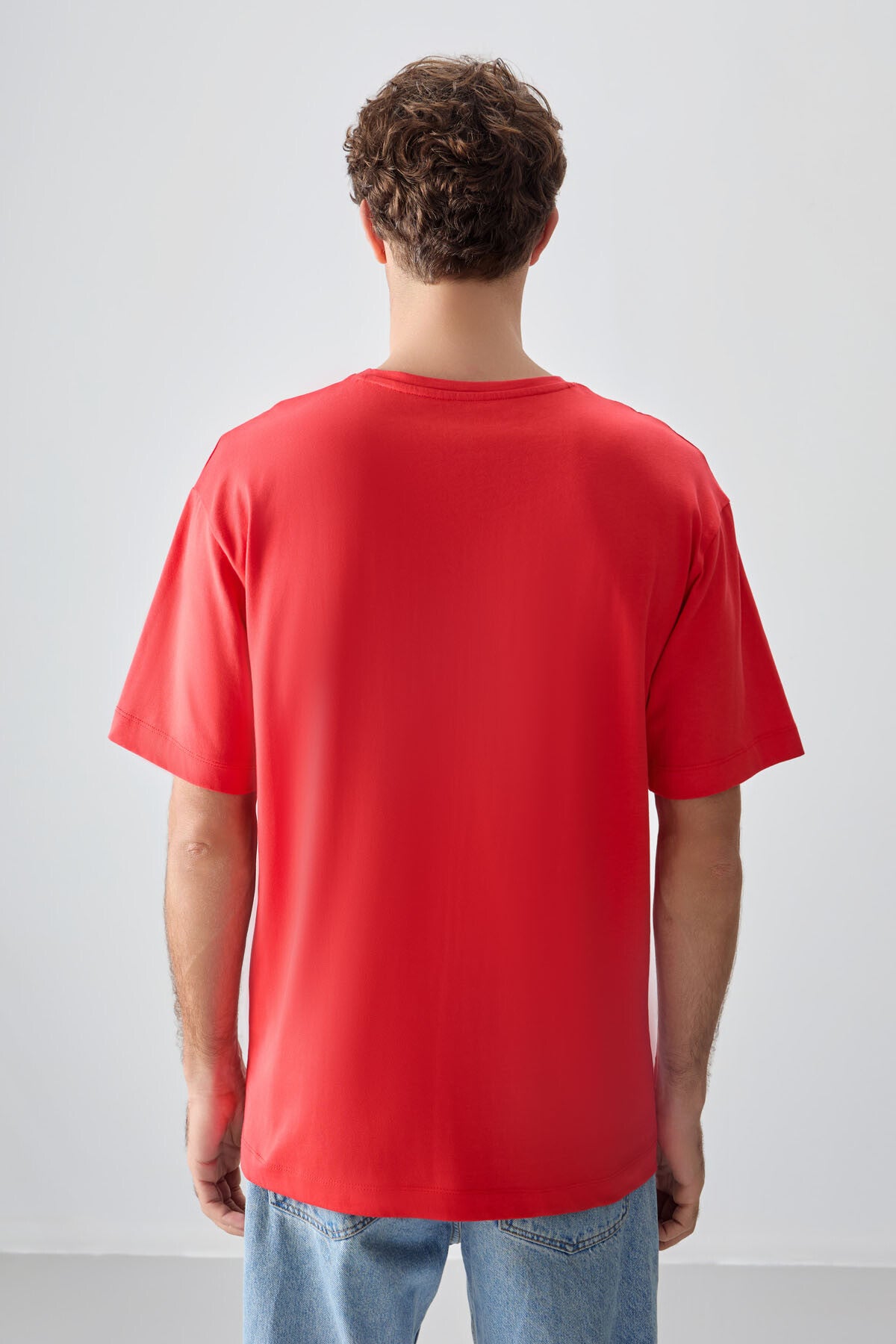 Fiesta %100 Pamuk Kalın Yumuşak Dokulu Oversize Fit Baskılı Erkek T-Shirt - 88361