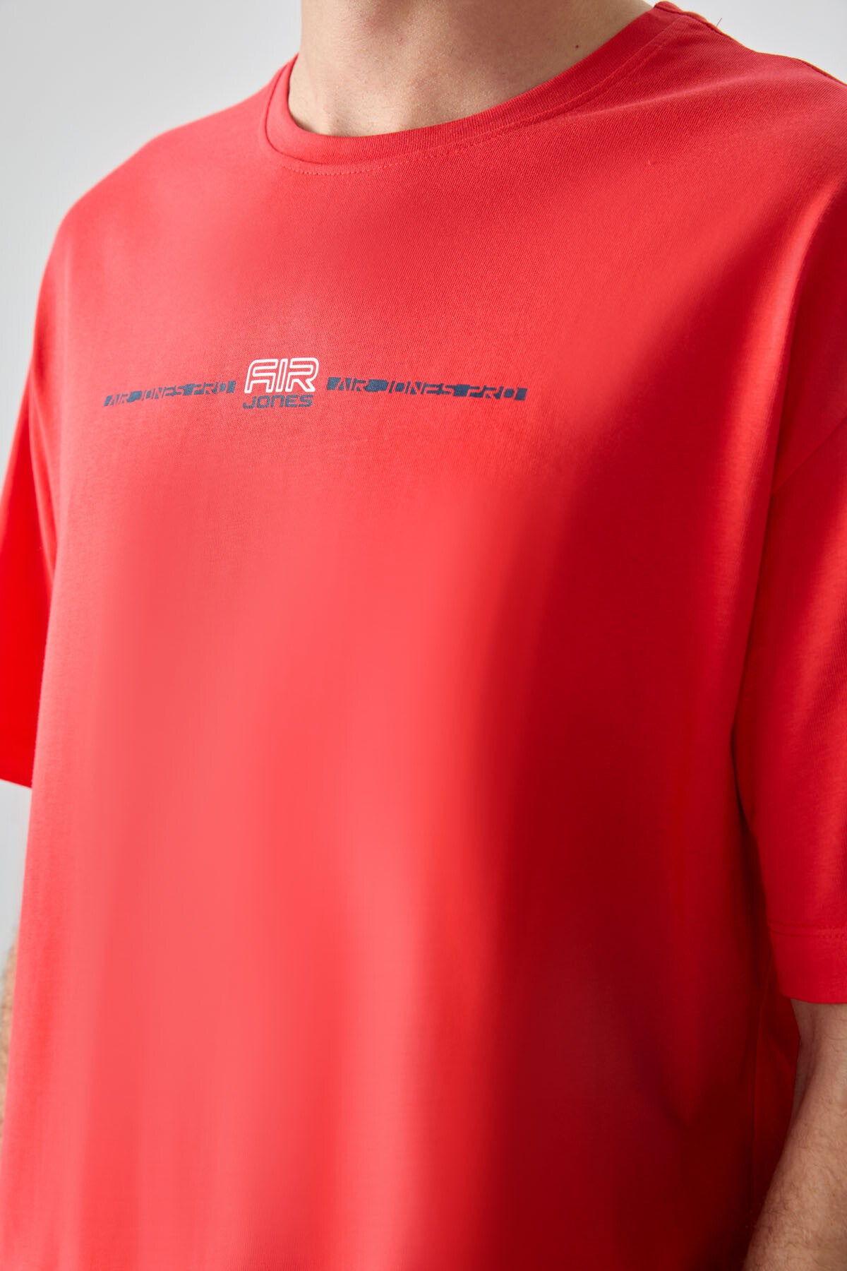 Fiesta %100 Pamuk Kalın Yumuşak Dokulu Oversize Fit Baskılı Erkek T-Shirt - 88357