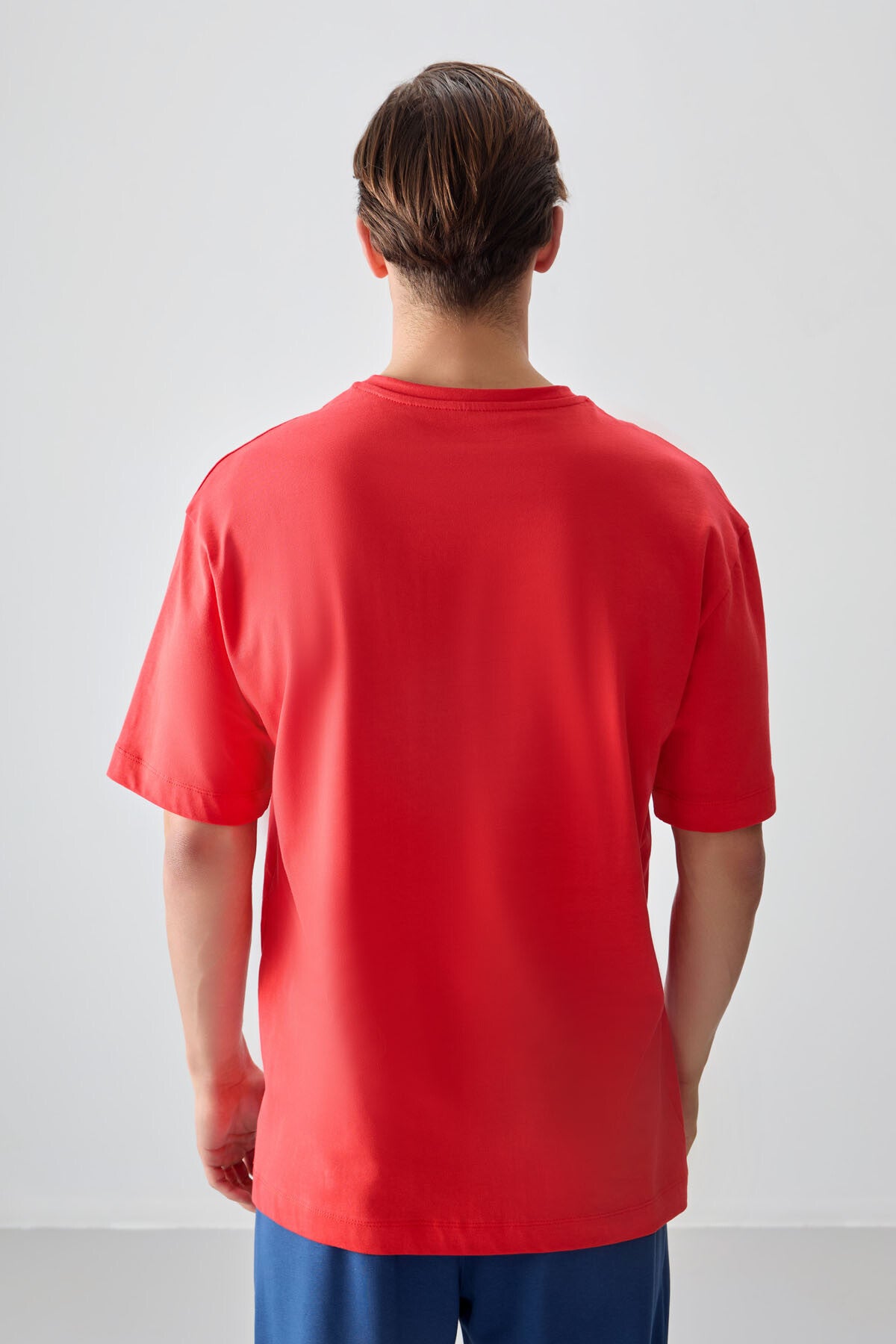 Fiesta %100 Pamuk Kalın Yumuşak Dokulu Oversize Fit Baskılı Erkek T-Shirt - 88358