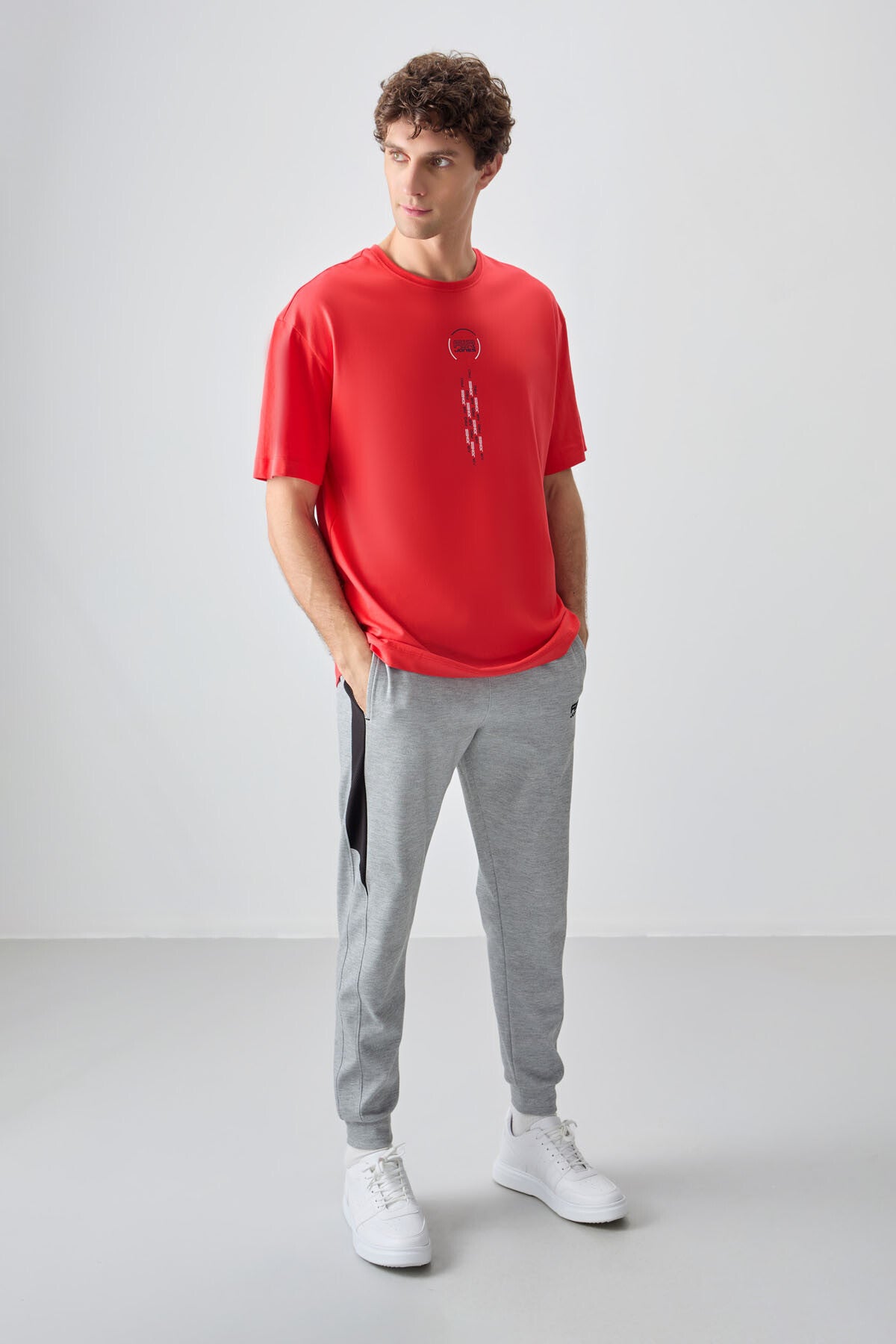 Fiesta %100 Pamuk Kalın Yumuşak Dokulu Oversize Fit Baskılı Erkek T-Shirt - 88355