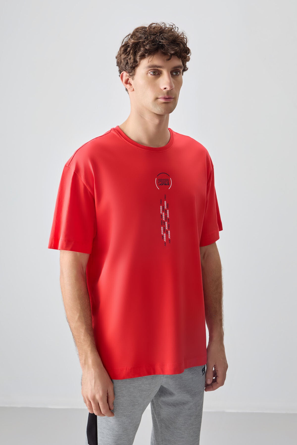 Fiesta %100 Pamuk Kalın Yumuşak Dokulu Oversize Fit Baskılı Erkek T-Shirt - 88355