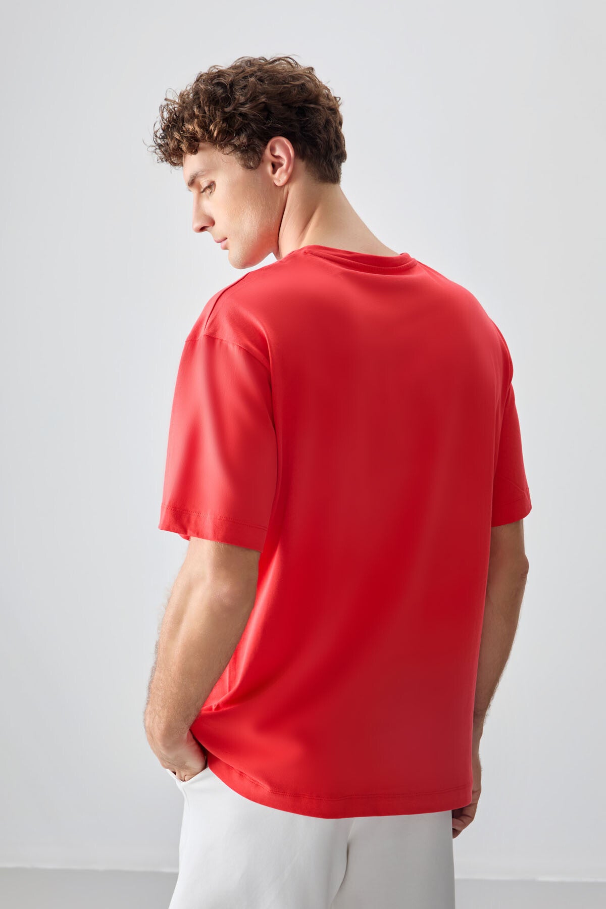 Fiesta %100 Pamuk Kalın Yumuşak Dokulu Oversize Fit Baskılı Erkek T-Shirt - 88356