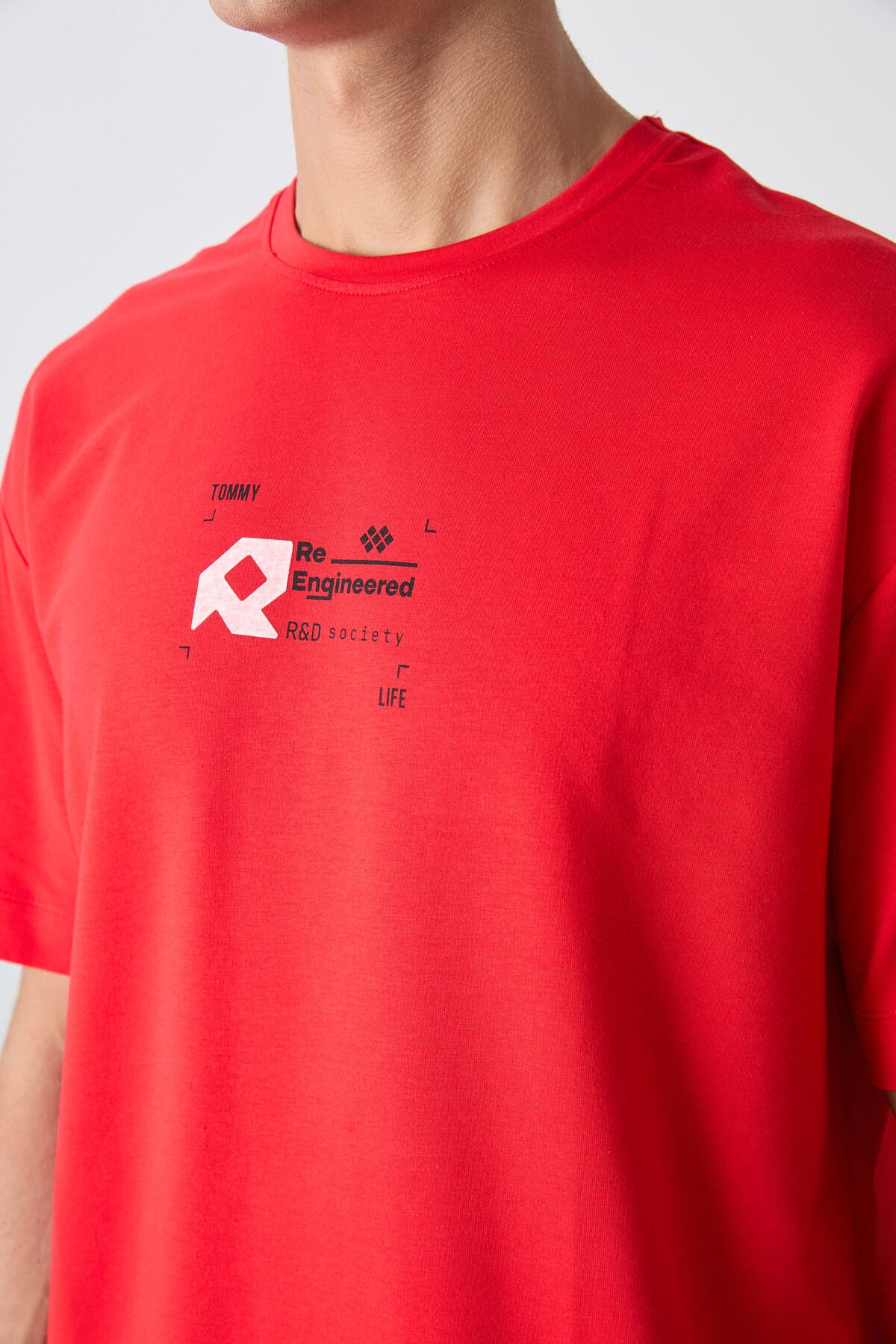 Fiesta Pamuklu Kalın Yumuşak Dokulu Oversize Fit Baskılı Erkek T-Shirt - 88350