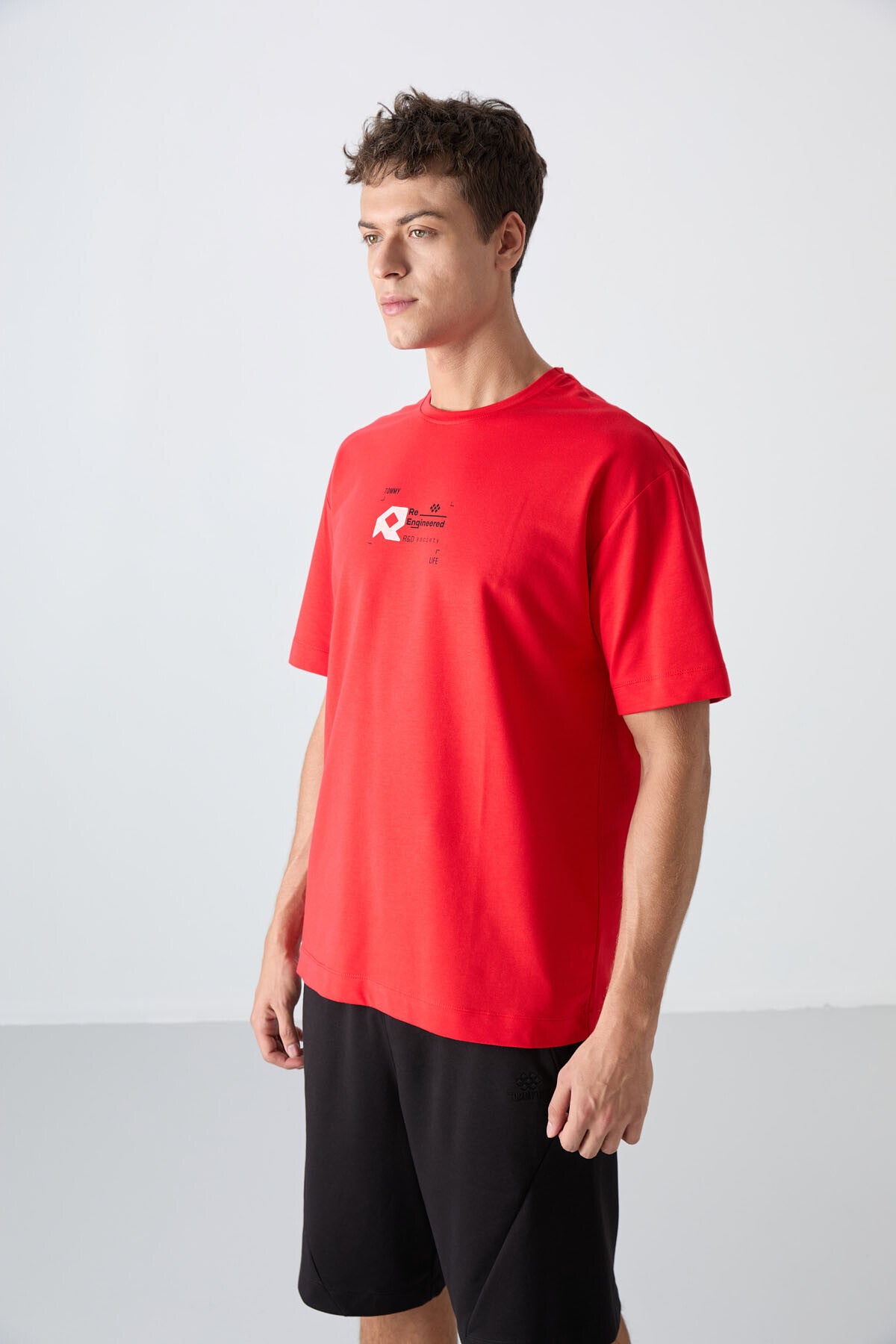 Fiesta Pamuklu Kalın Yumuşak Dokulu Oversize Fit Baskılı Erkek T-Shirt - 88350