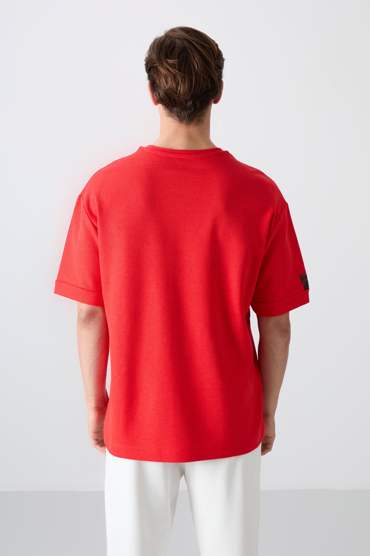 Fiesta Pamuklu Kalın Yüzeyi Dokulu Oversize Fit Basic Erkek T-Shirt - 88339