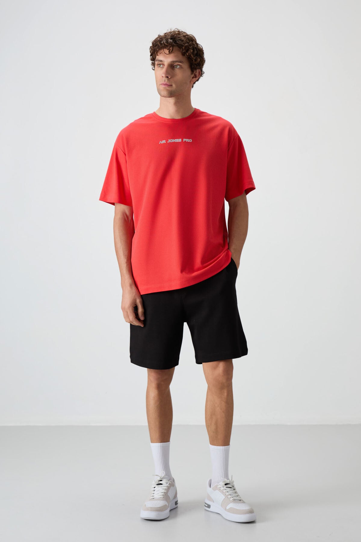 Fiesta Pamuklu Kalın Yüzeyi Dokulu Oversize Fit  Baskılı Erkek T-Shirt - 88364