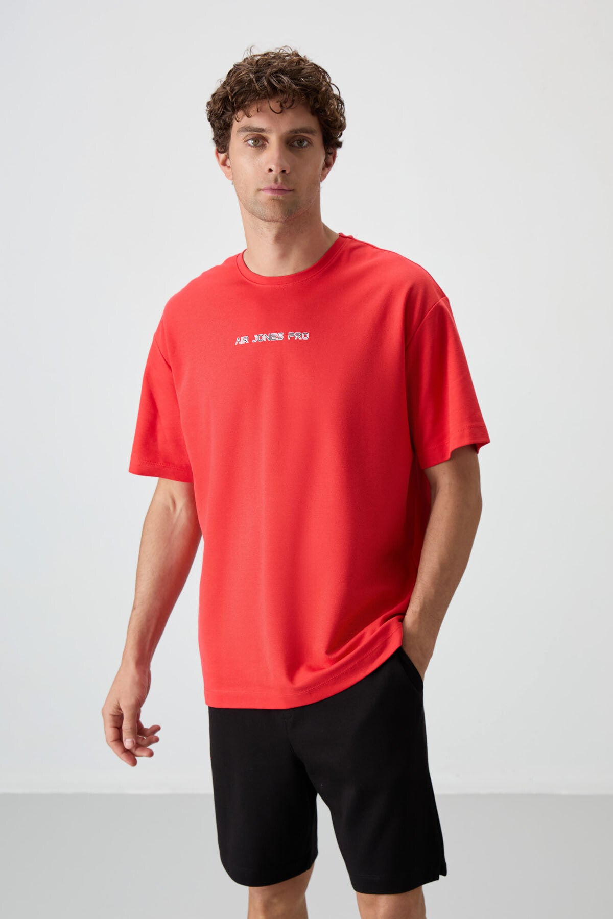 Fiesta Pamuklu Kalın Yüzeyi Dokulu Oversize Fit  Baskılı Erkek T-Shirt - 88364