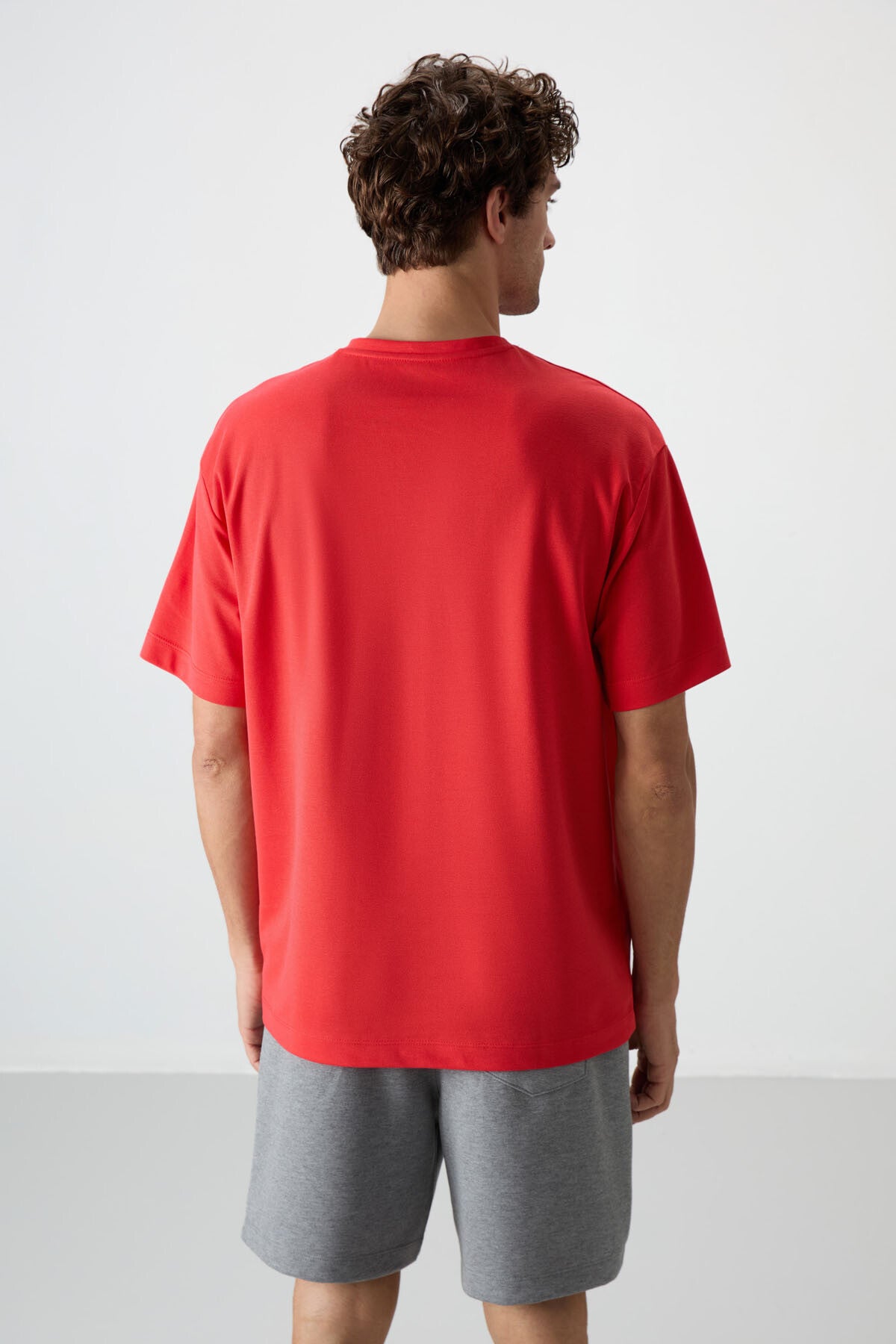 Fiesta Pamuklu Kalın Yüzeyi Dokulu Oversize Fit  Baskılı Erkek T-Shirt - 88365