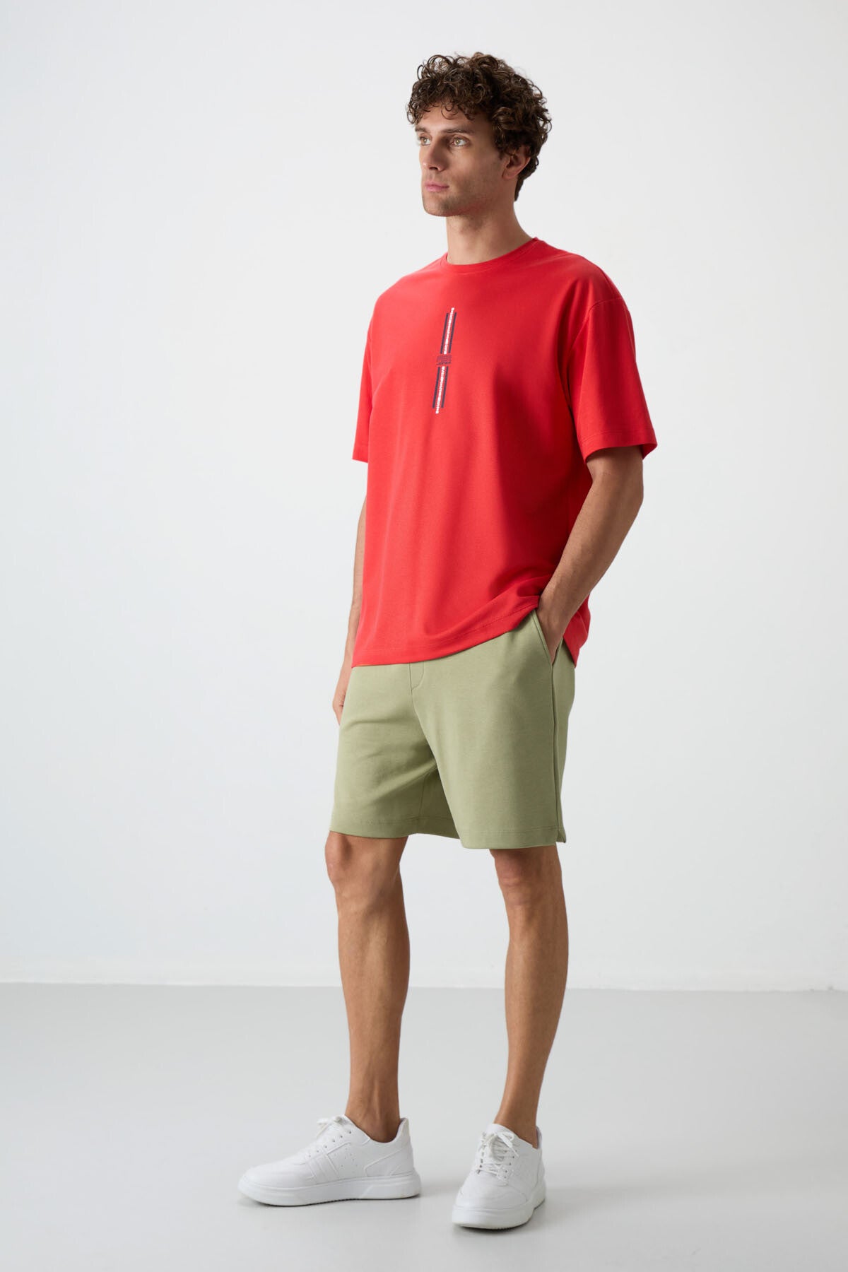 Fiesta Pamuklu Kalın Yüzeyi Dokulu Oversize Fit  Baskılı Erkek T-Shirt - 88366