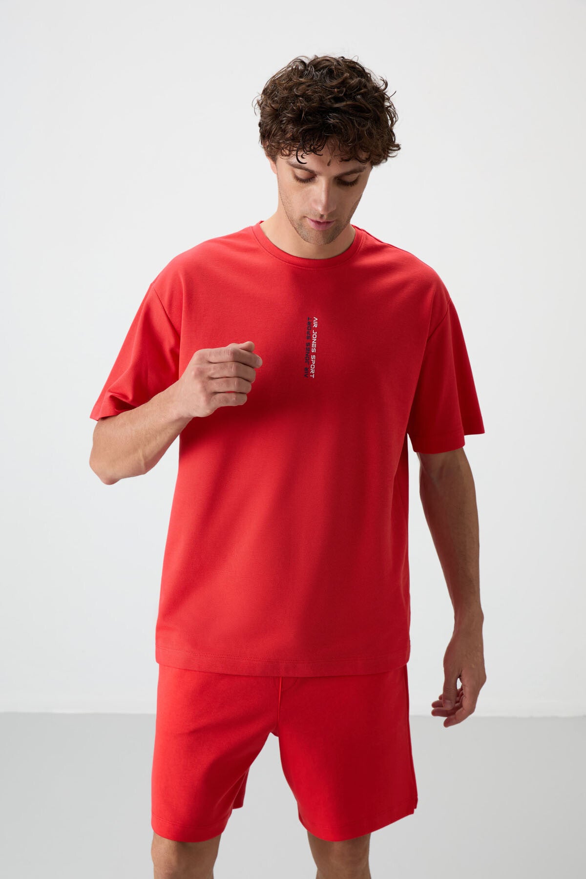 Fiesta Pamuklu Kalın Yüzeyi Dokulu Oversize Fit  Baskılı Erkek T-Shirt - 88368