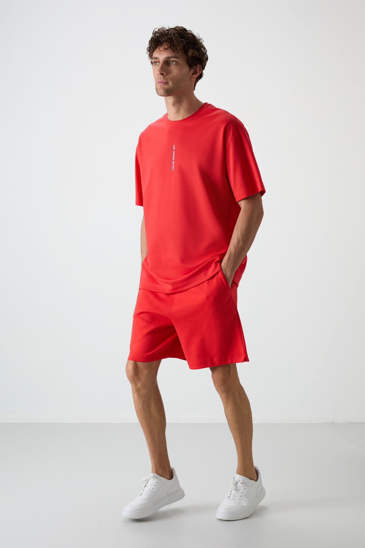 Fiesta Pamuklu Kalın Yüzeyi Dokulu Oversize Fit  Baskılı Erkek T-Shirt - 88368