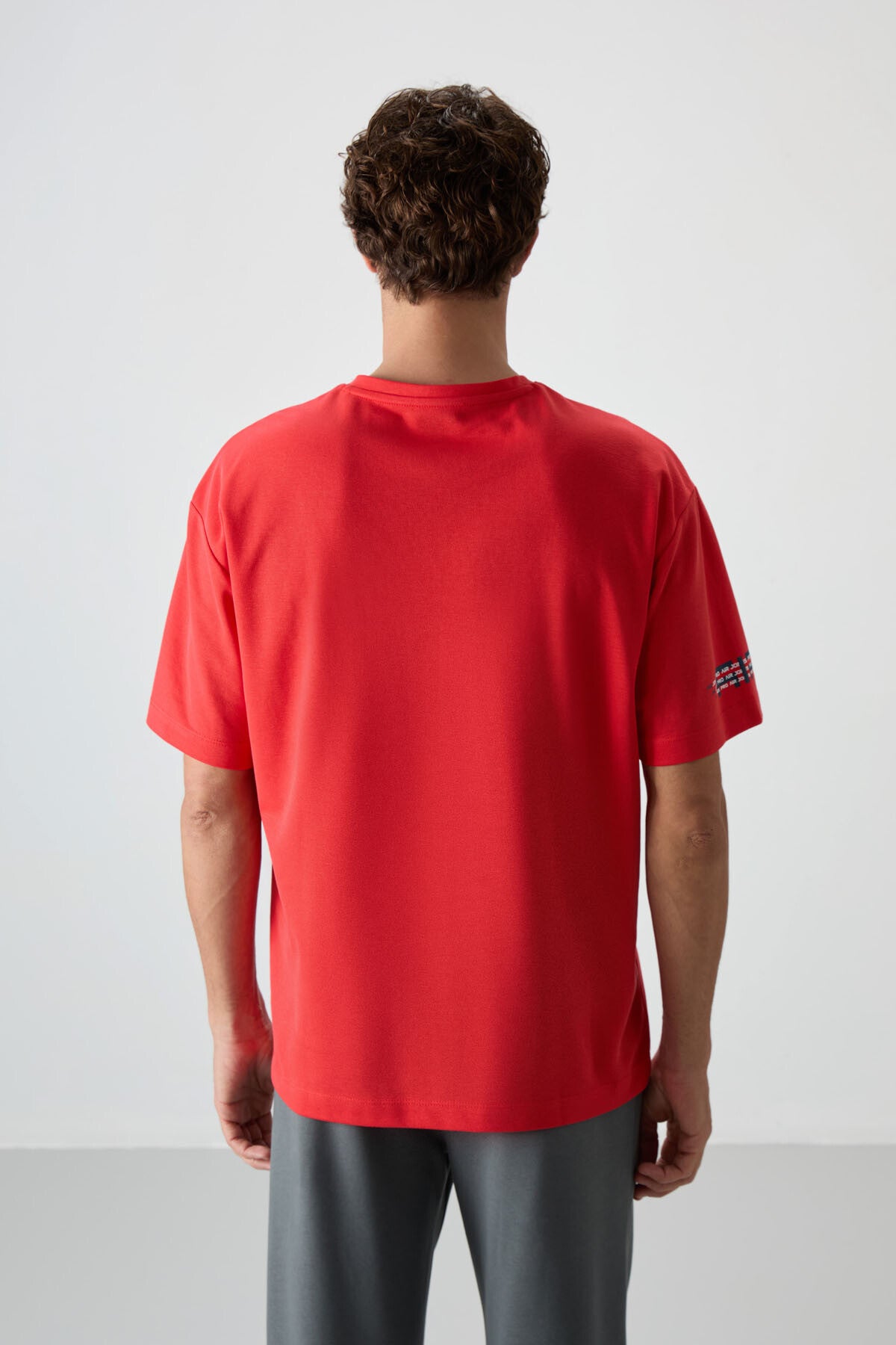 Fiesta Pamuklu Kalın Yüzeyi Dokulu Oversize Fit  Baskılı Erkek T-Shirt - 88369