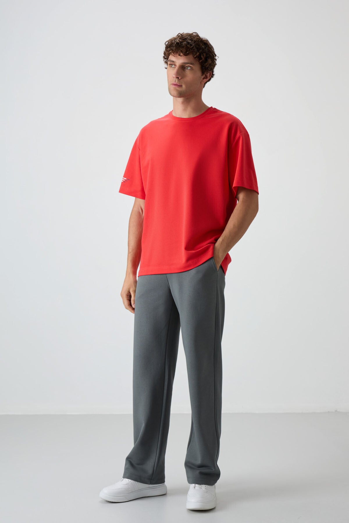 Fiesta Pamuklu Kalın Yüzeyi Dokulu Oversize Fit  Baskılı Erkek T-Shirt - 88369