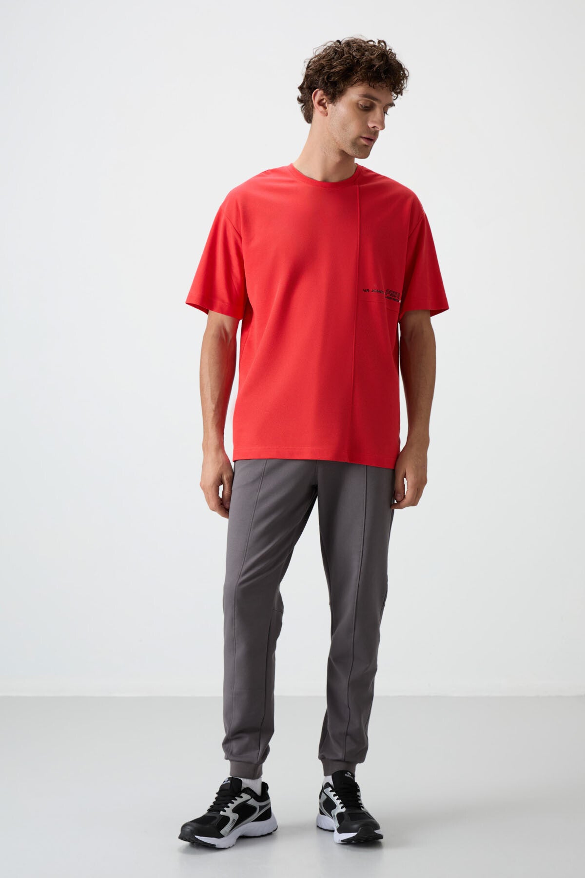Fiesta Pamuklu Kalın Yüzeyi Dokulu Oversize Fit  Baskılı Erkek T-Shirt - 88370