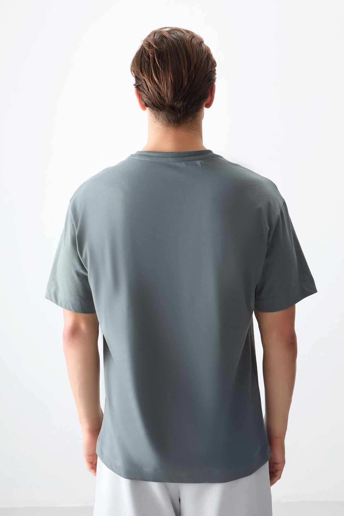 Haki %100 Pamuk Kalın Yumuşak Dokulu Oversize Fit Basic Erkek T-Shirt - 88353