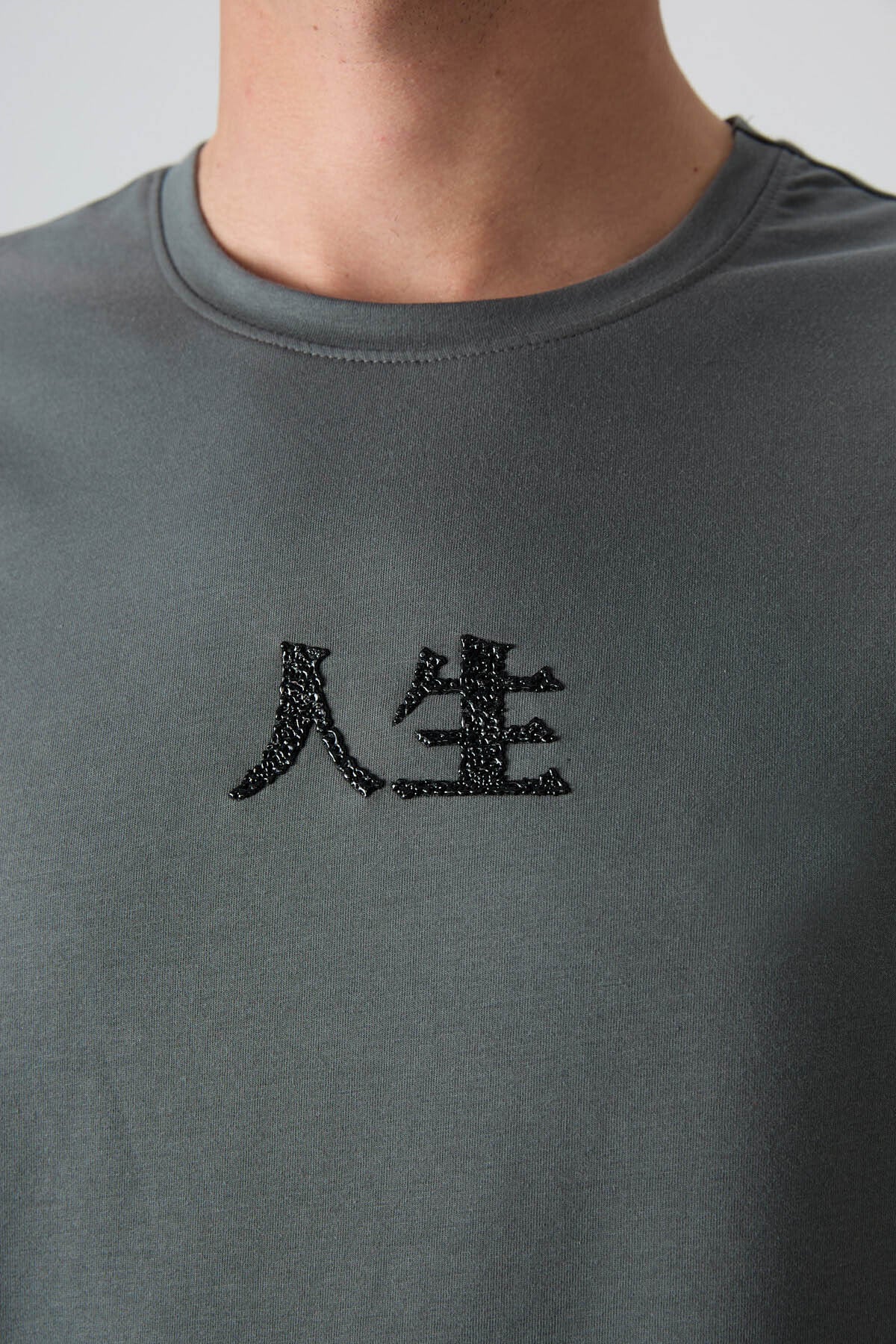 Haki Pamuklu Kalın Yumuşak Dokulu Oversize Fit Baskılı Erkek T-Shirt - 88342
