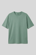 Light Green 100% Cotton Thick Soft Textured Oversize Fit Basic Men's T-Shirt - 88353