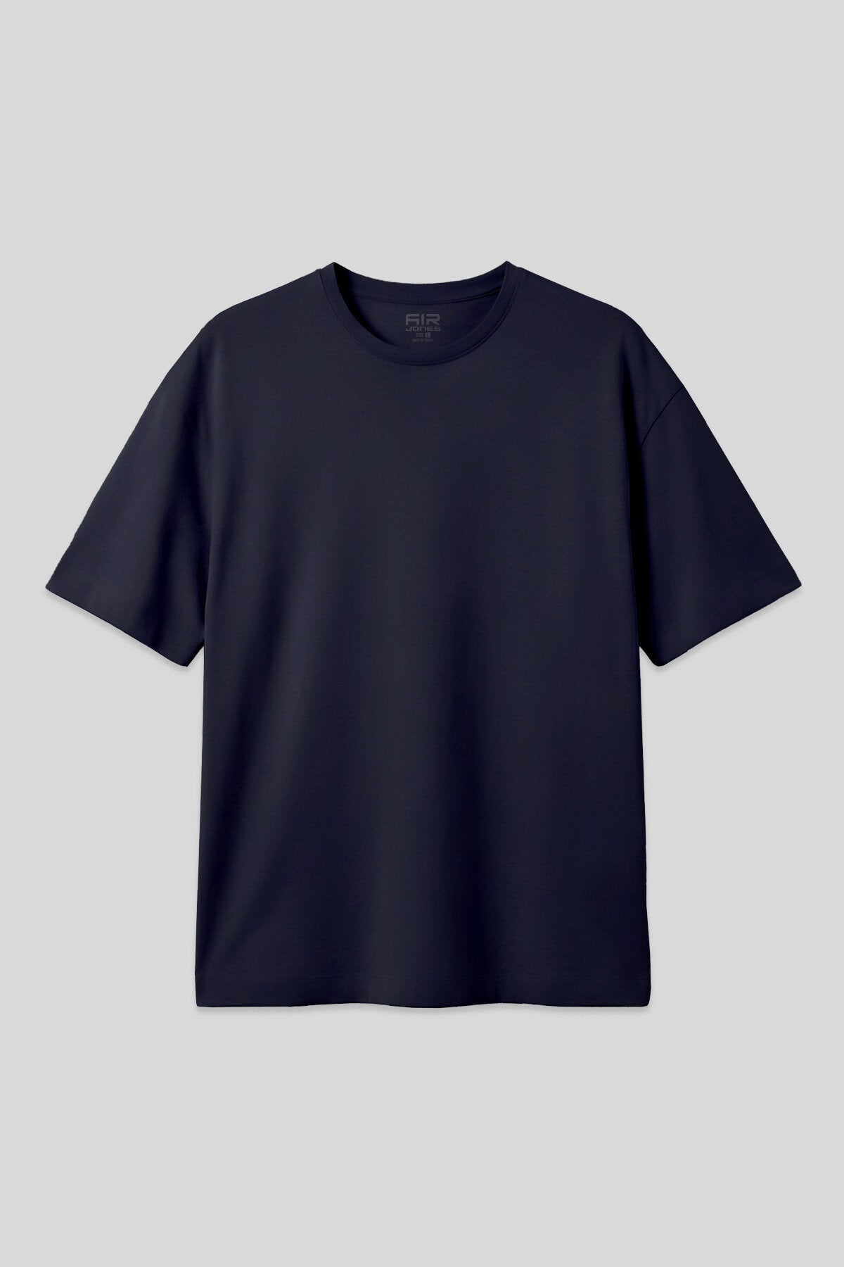 Lacivert Pamuklu Kalın Yumuşak Dokulu Oversize Fit Basic Erkek T-Shirt - 88377