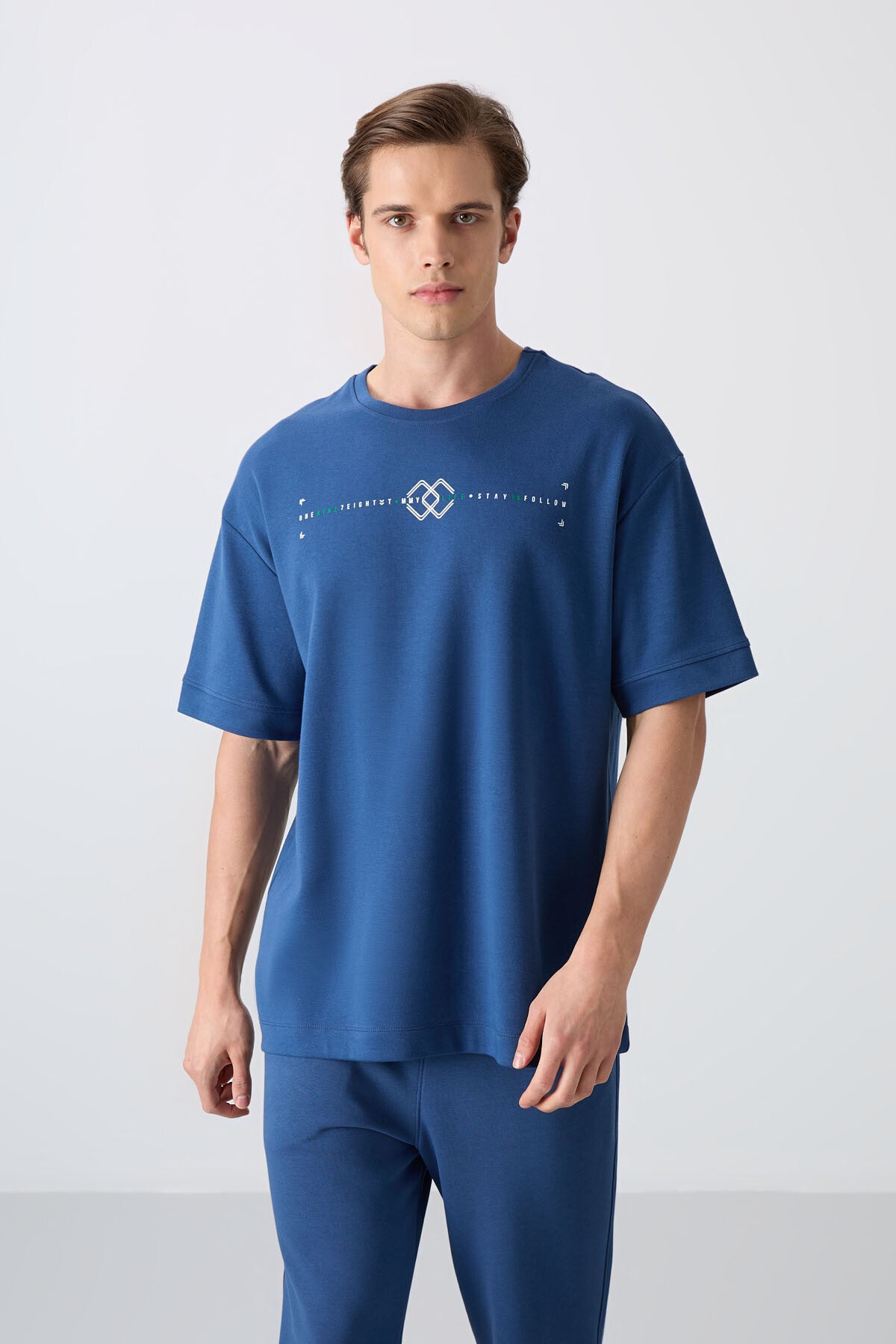 Parlament Pamuklu Kalın Yumuşak Dokulu Oversize Fit Baskılı Erkek T-Shirt - 88323