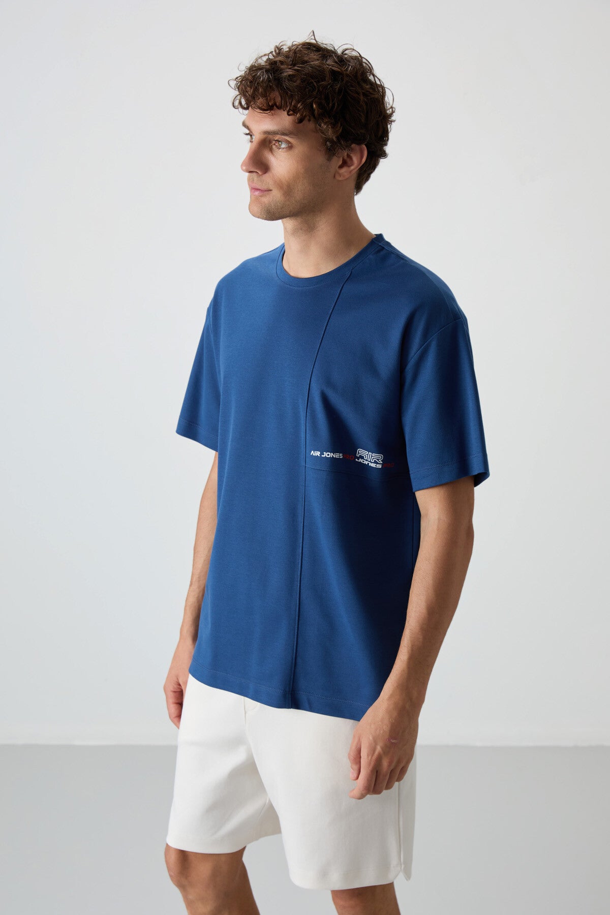 Parlament Pamuklu Kalın Yüzeyi Dokulu Oversize Fit  Baskılı Erkek T-Shirt - 88370