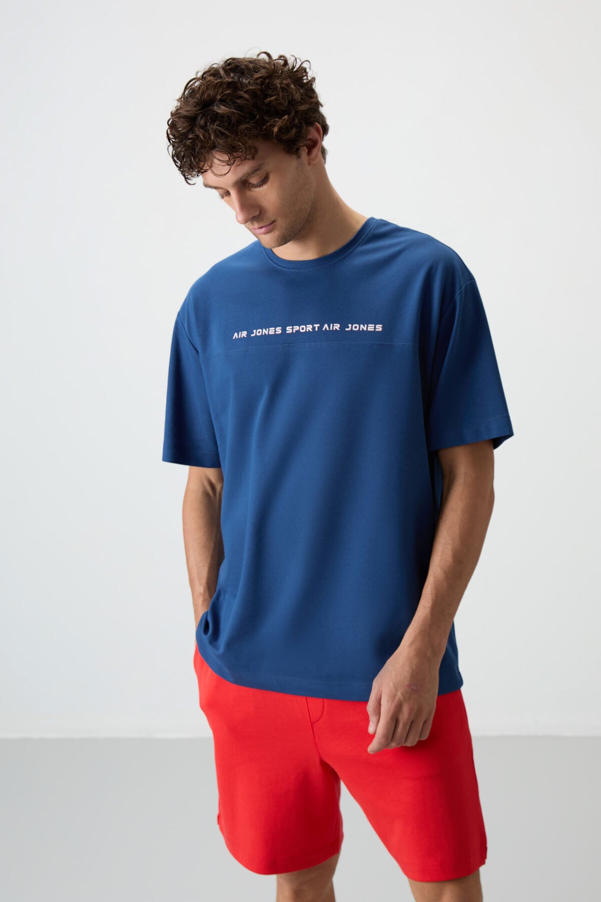 Parlament Pamuklu Kalın Yüzeyi Dokulu Oversize Fit  Baskılı Erkek T-Shirt - 88371