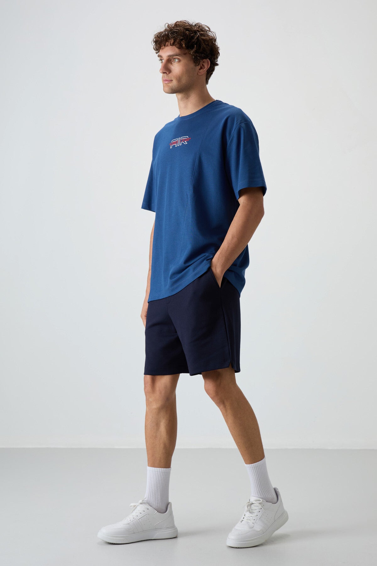 Parlament Pamuklu Kalın Yüzeyi Dokulu Oversize Fit  Baskılı Erkek T-Shirt - 88372