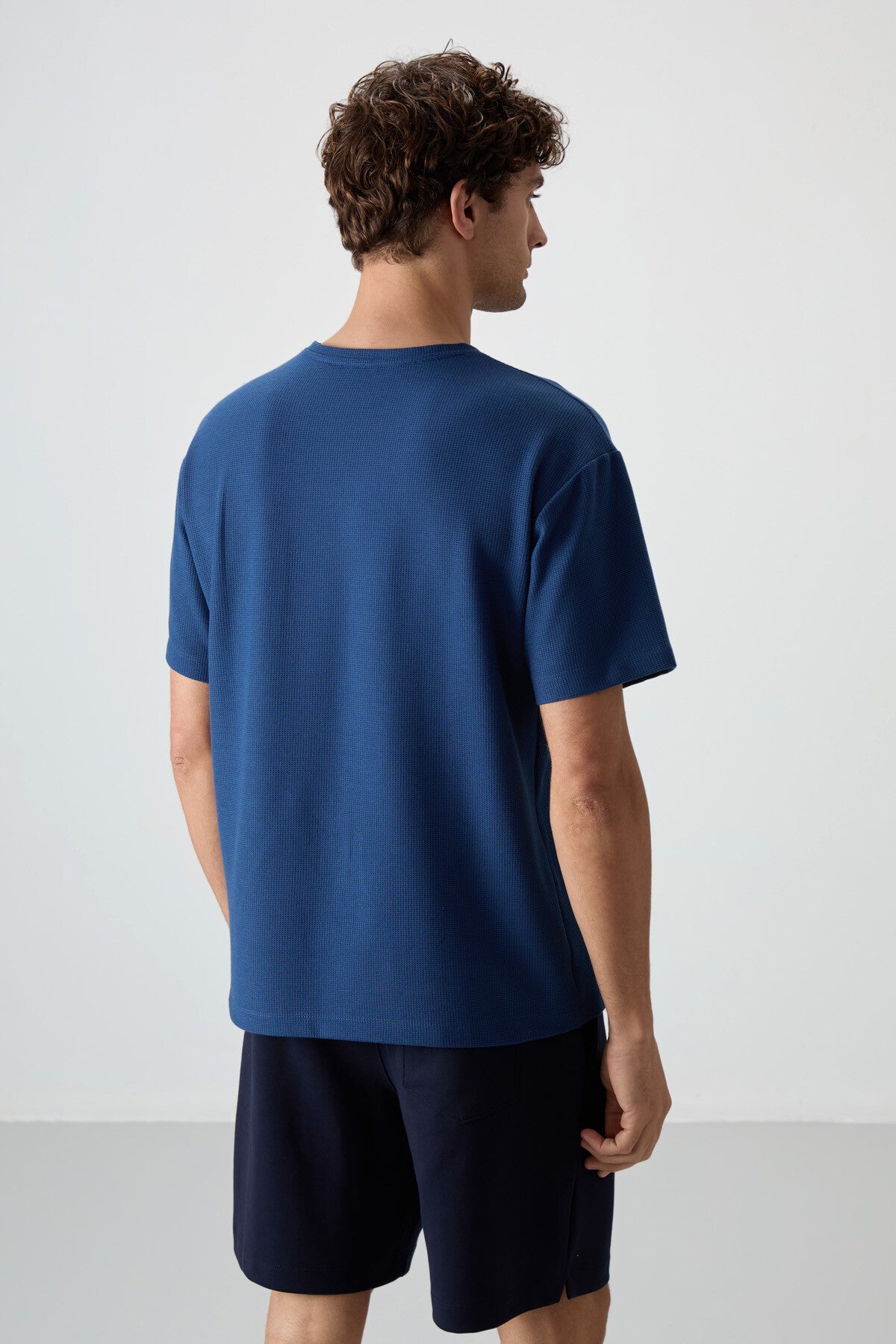 Parlament Waffle İnterlok Yüzeyi Dokulu Oversize Fit Basic Erkek T-Shirt - 88379