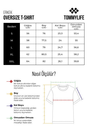 Petrol Mavi %100 Pamuk Kalın Yumuşak Dokulu Oversize Fit Baskılı Erkek T-Shirt - 88357
