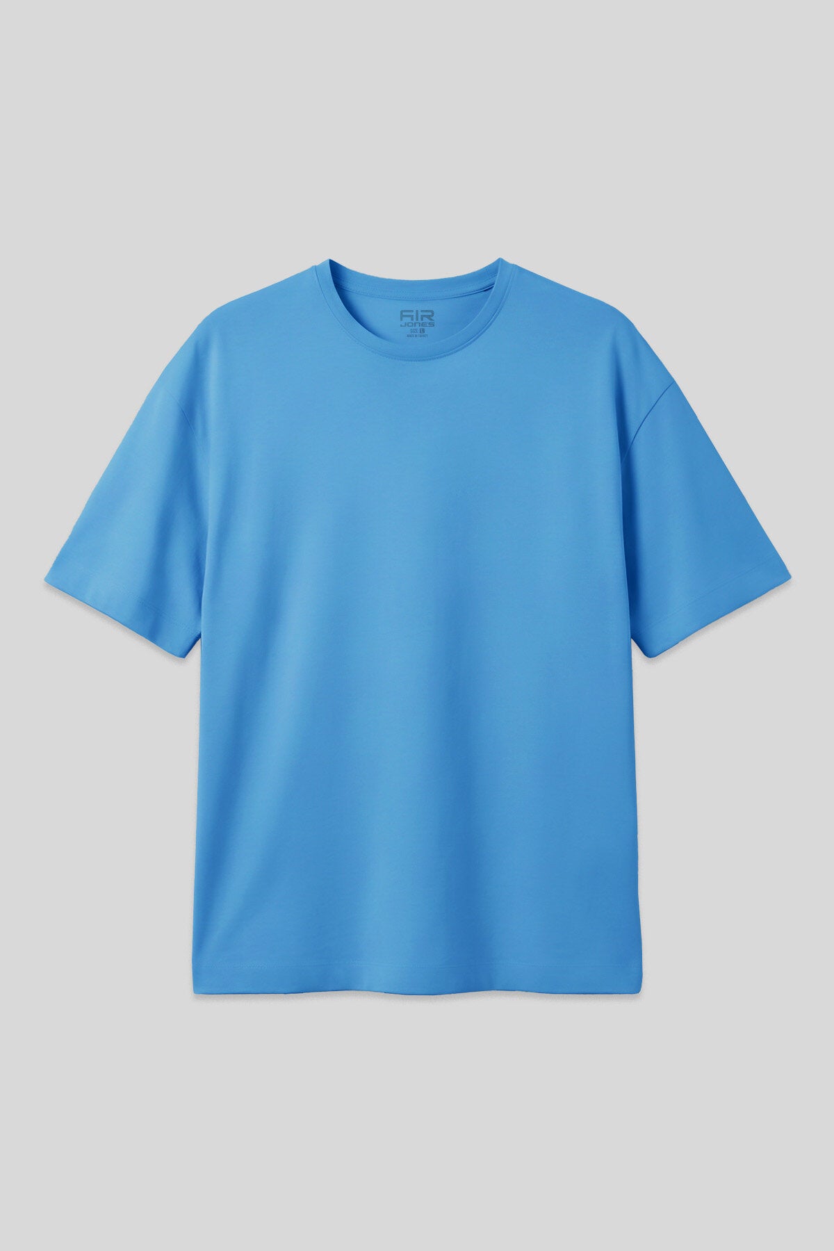 Petrol Mavi Pamuklu Kalın Yumuşak Dokulu Oversize Fit Basic Erkek T-Shirt - 88377