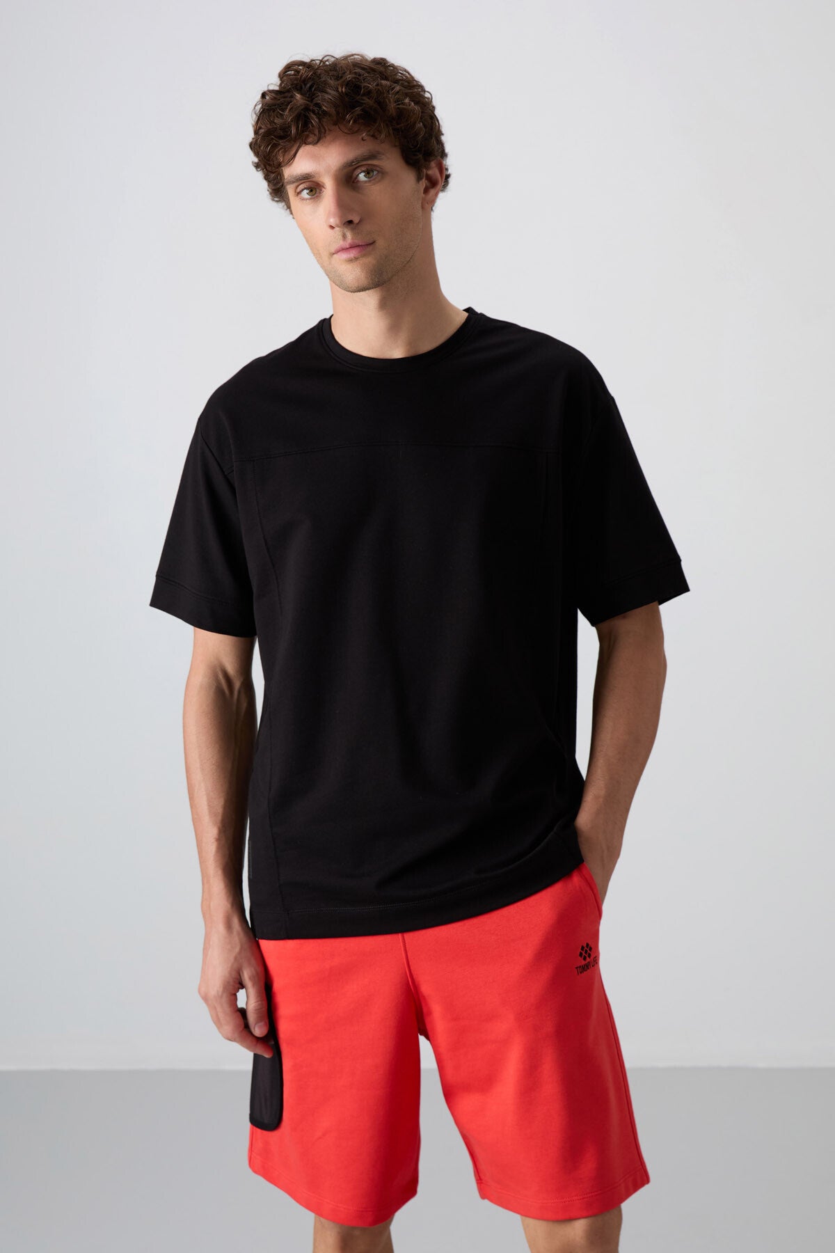 Siyah Pamuklu Kalın Yumuşak Dokulu Oversize Fit Basic Erkek T-Shirt - 88349