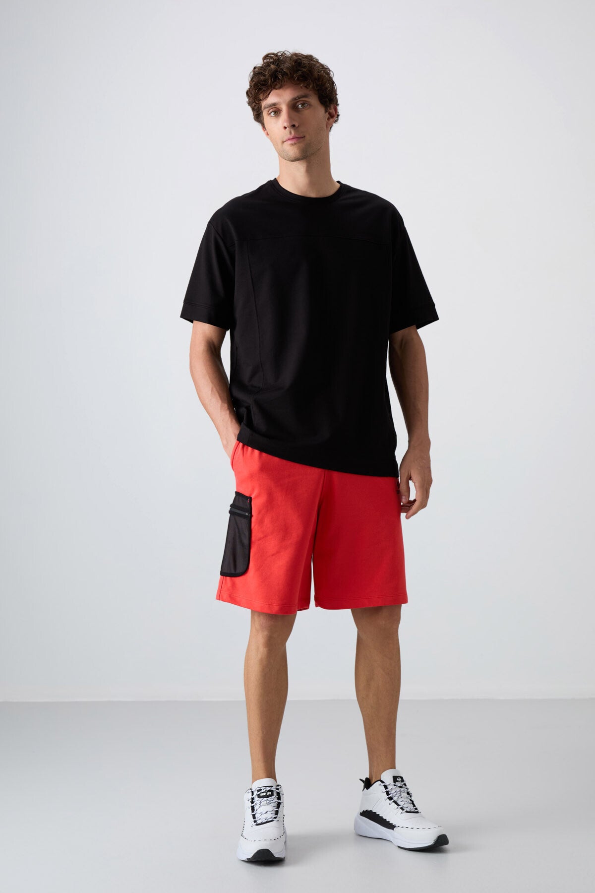 Siyah Pamuklu Kalın Yumuşak Dokulu Oversize Fit Basic Erkek T-Shirt - 88349