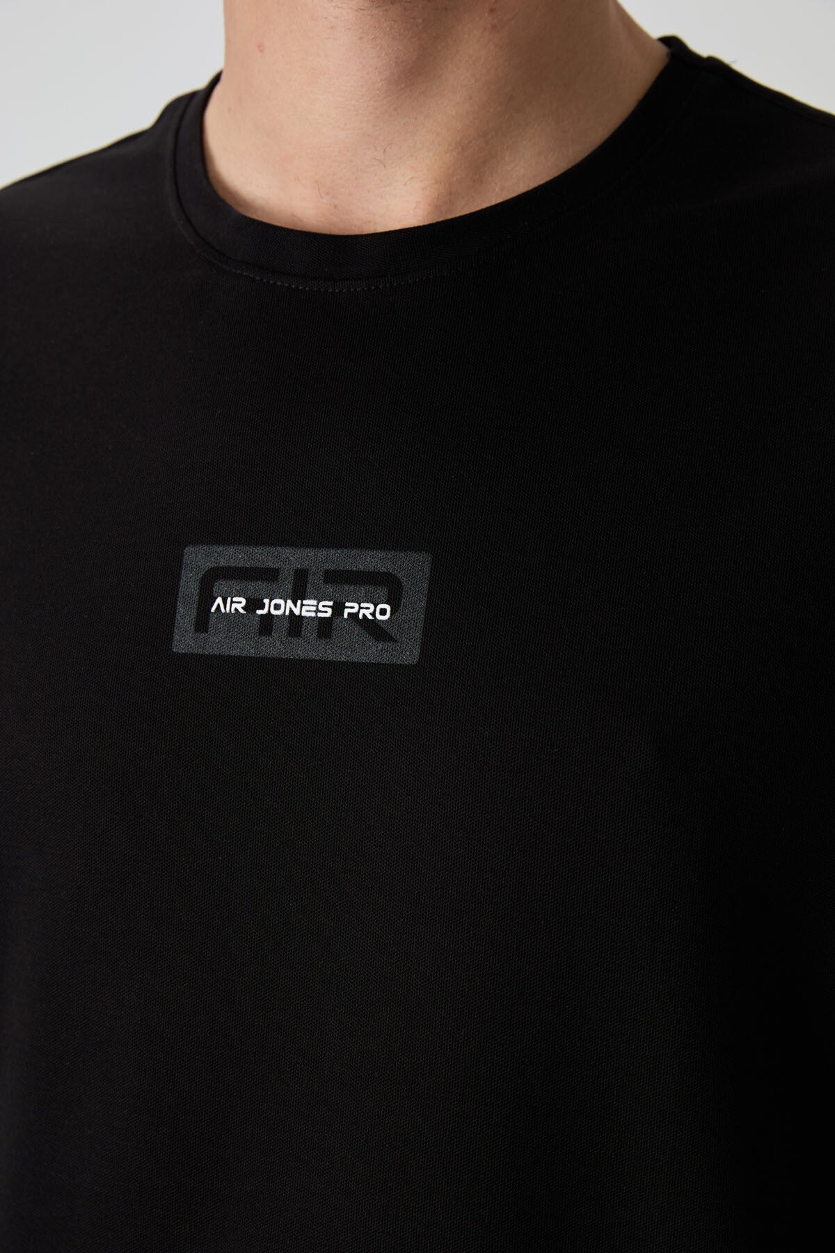 Siyah Pamuklu Kalın Yüzeyi Dokulu Oversize Fit  Baskılı Erkek T-Shirt - 88367