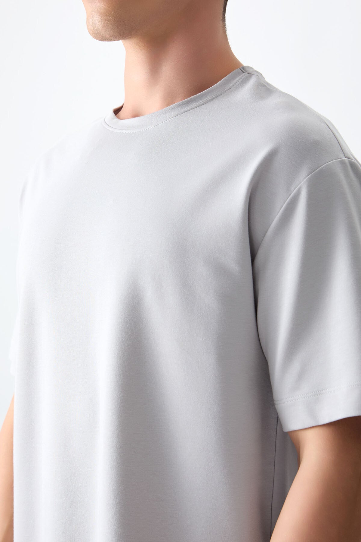 Taş Pamuklu Kalın Yumuşak Dokulu Oversize Fit Basic Erkek T-Shirt - 88377