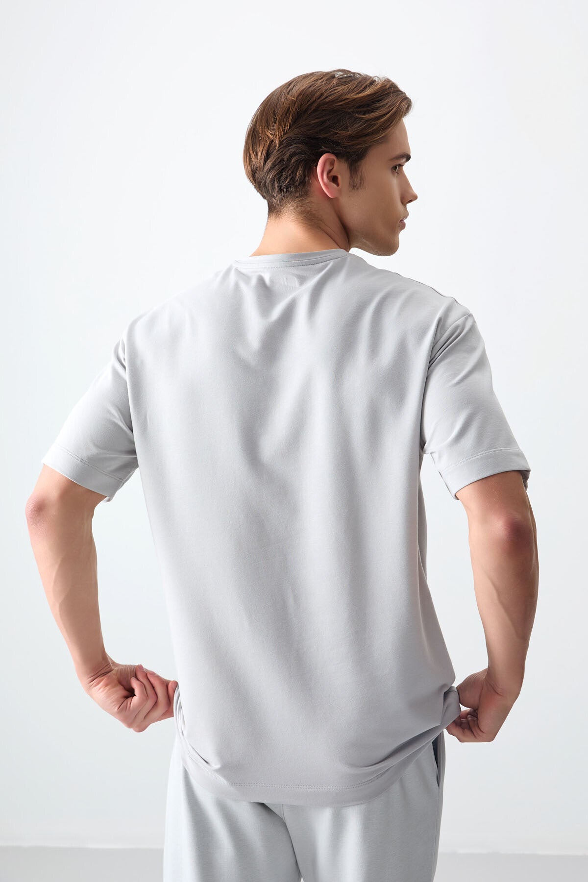 Taş Pamuklu Kalın Yumuşak Dokulu Oversize Fit Basic Erkek T-Shirt - 88378