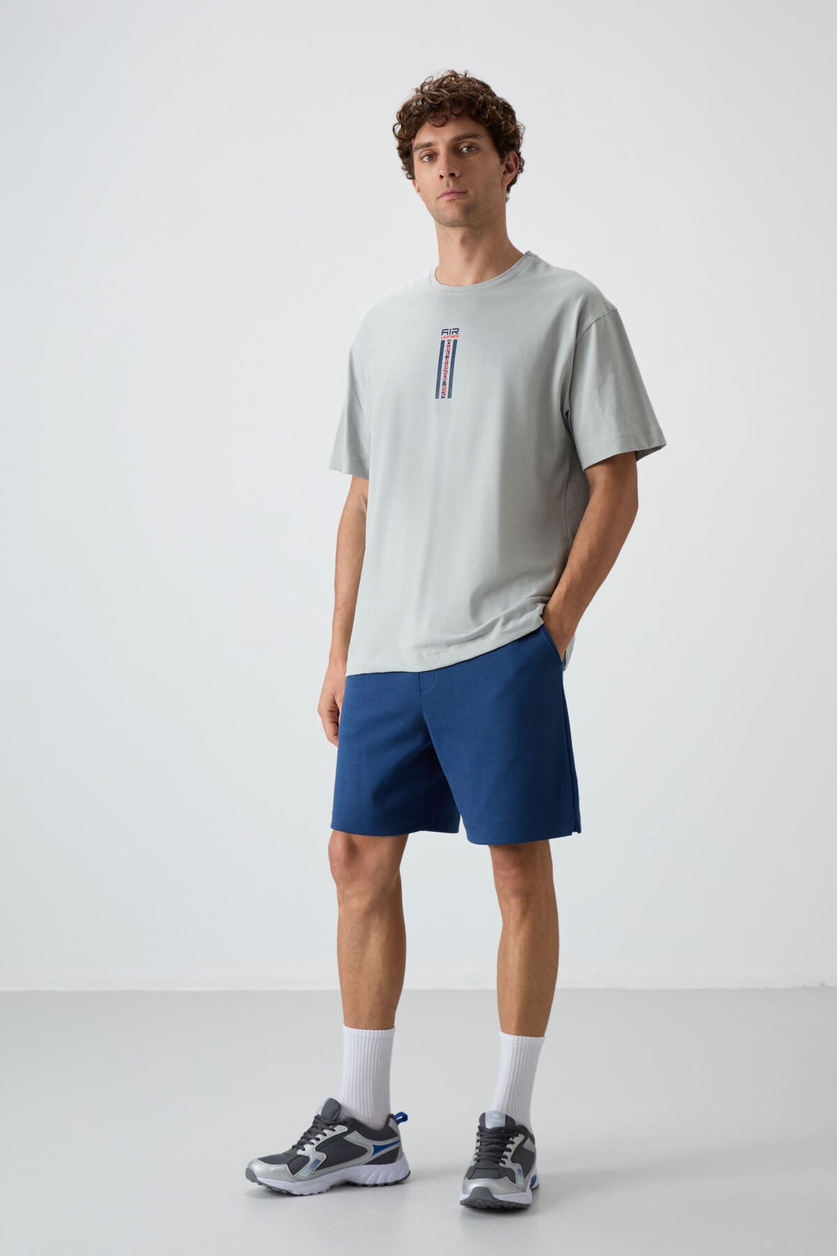Taş %100 Pamuk Kalın Yumuşak Dokulu Oversize Fit Baskılı Erkek T-Shirt - 88360