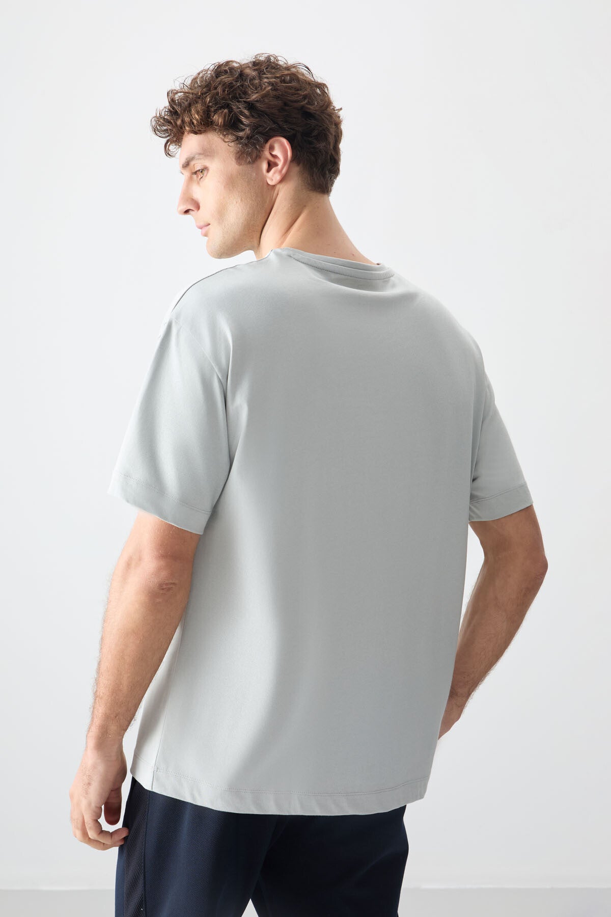 Taş %100 Pamuk Kalın Yumuşak Dokulu Oversize Fit Basic Erkek T-Shirt - 88353