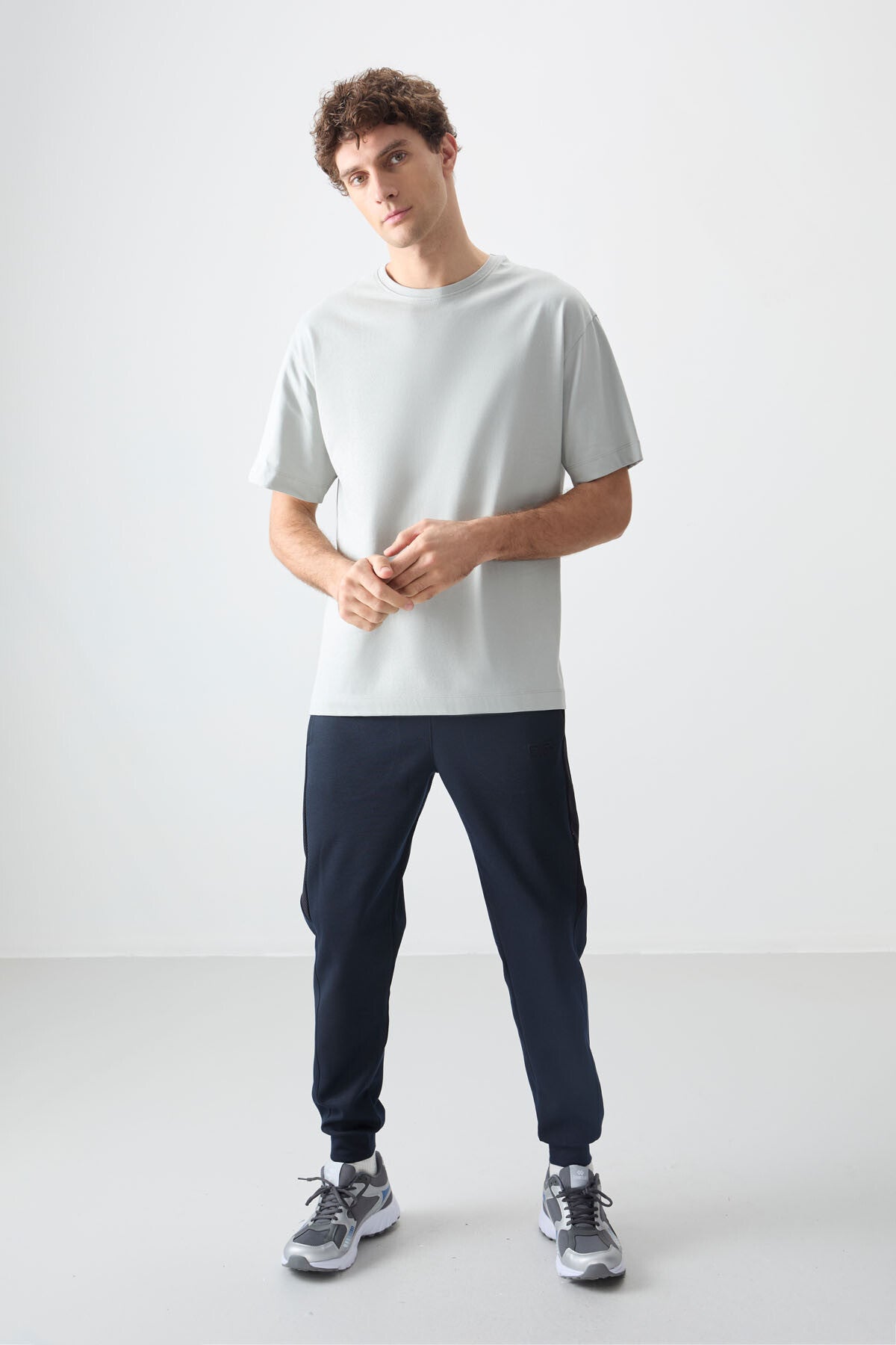 Taş %100 Pamuk Kalın Yumuşak Dokulu Oversize Fit Basic Erkek T-Shirt - 88353