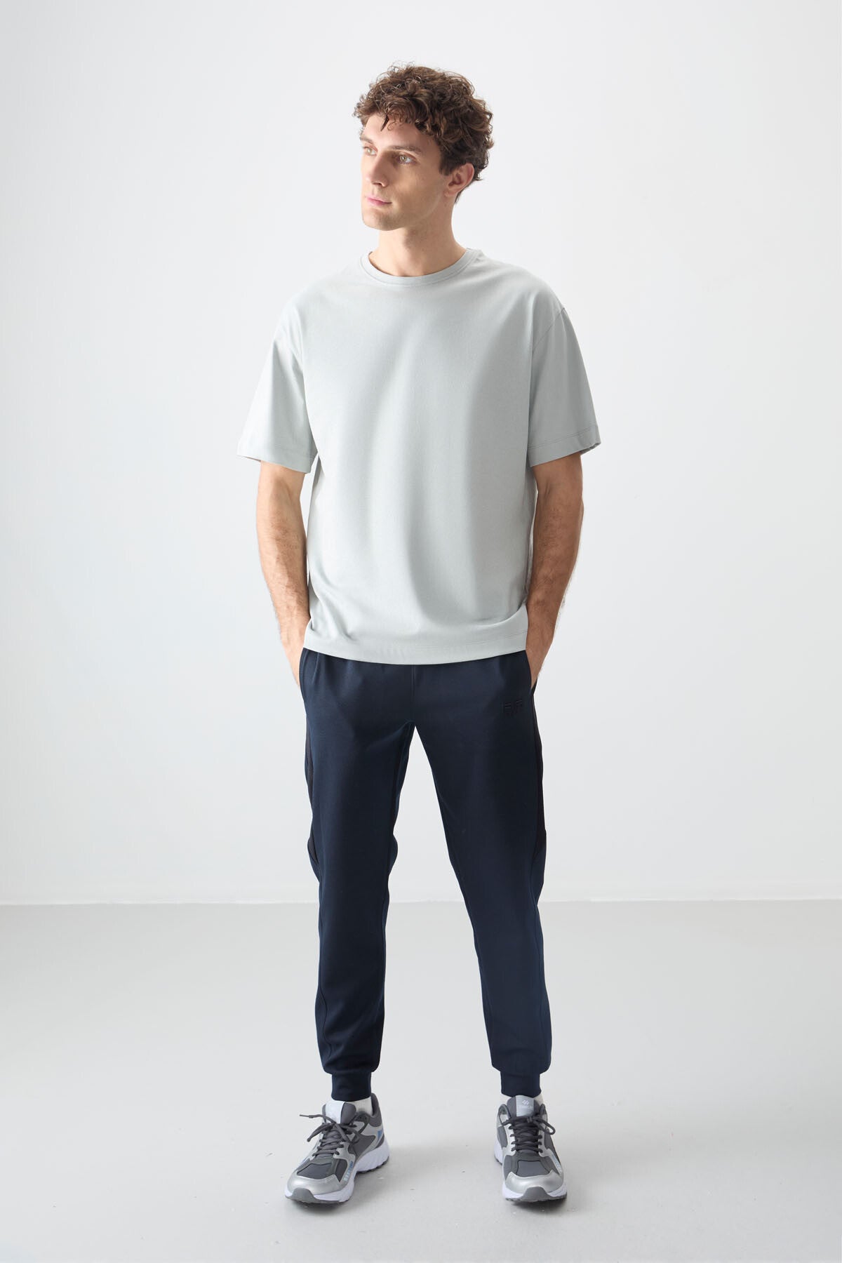 Taş %100 Pamuk Kalın Yumuşak Dokulu Oversize Fit Basic Erkek T-Shirt - 88353