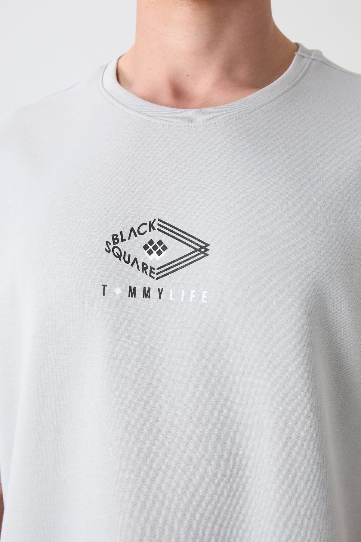 Taş Pamuklu Kalın Yumuşak Dokulu Oversize Fit Baskılı Erkek T-Shirt - 88325