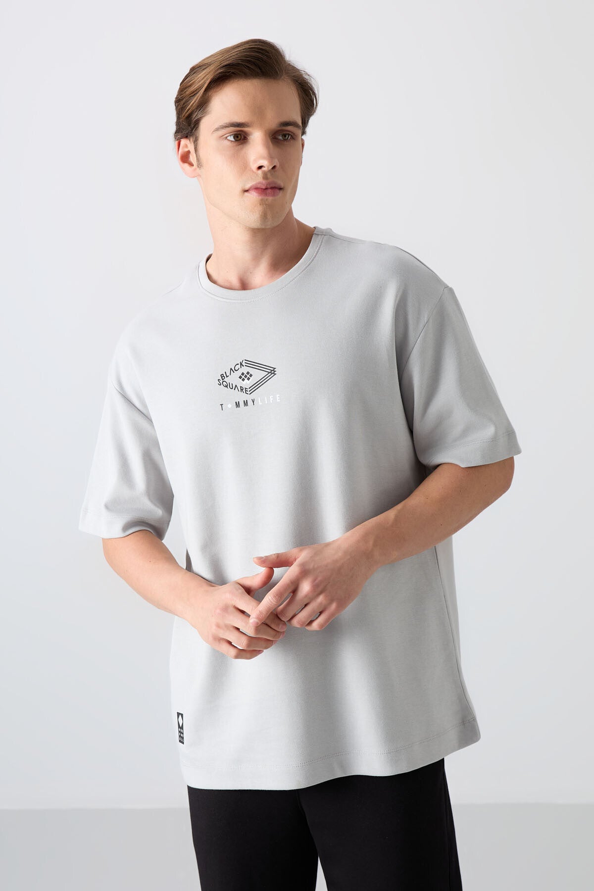 Taş Pamuklu Kalın Yumuşak Dokulu Oversize Fit Baskılı Erkek T-Shirt - 88325