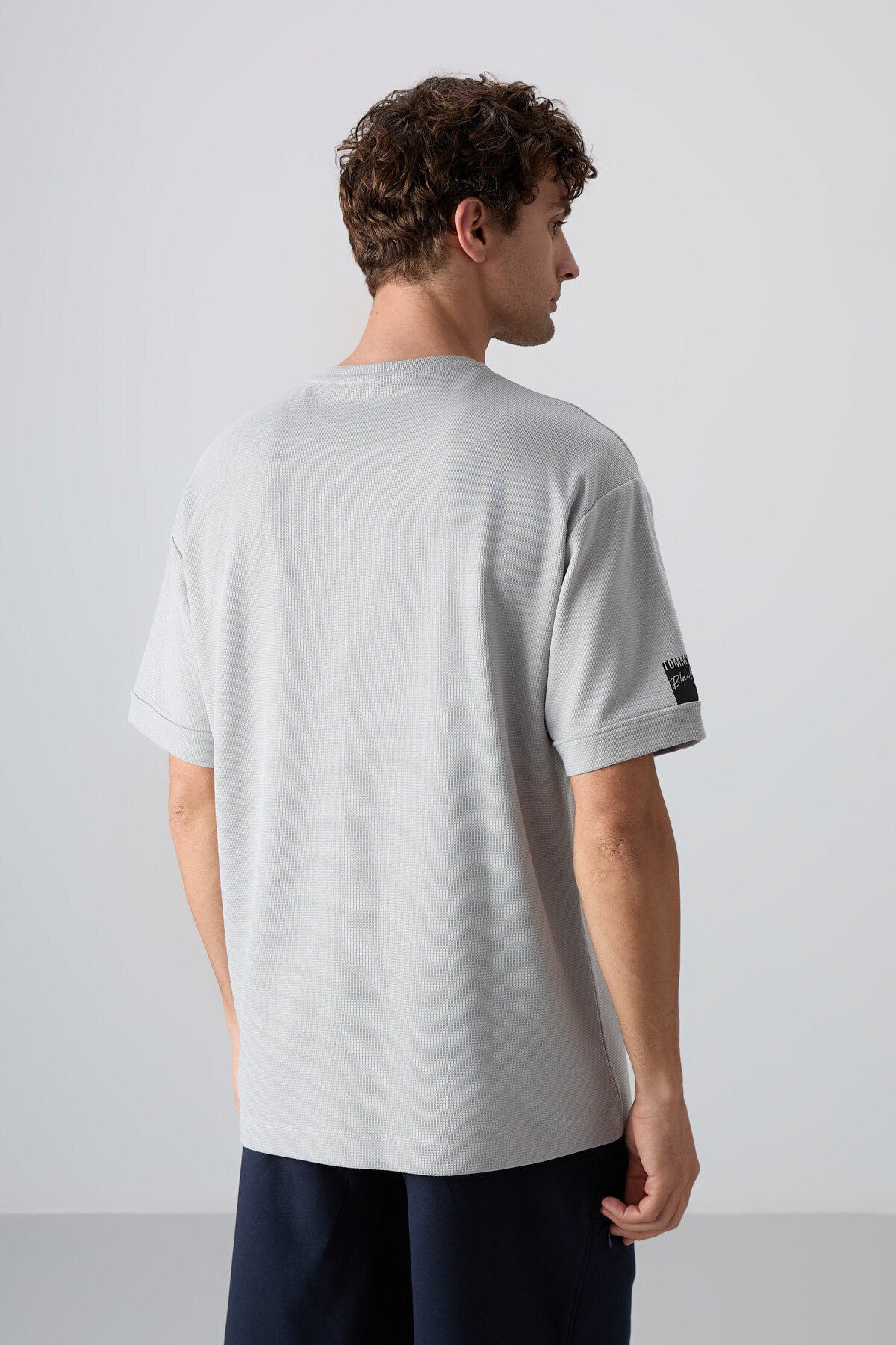 Taş Pamuklu Kalın Yüzeyi Dokulu Oversize Fit Basic Erkek T-Shirt - 88339