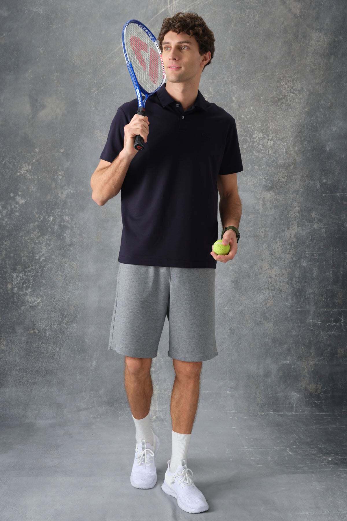 Lacivert Pamuklu Kalın Yumuşak Dokulu Polo Yaka Oversize Fit Basic Erkek T- Shirt - 88382