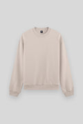 Beige Basic Crew Neck Relaxed Fit Men's Sweatshirt - 88053