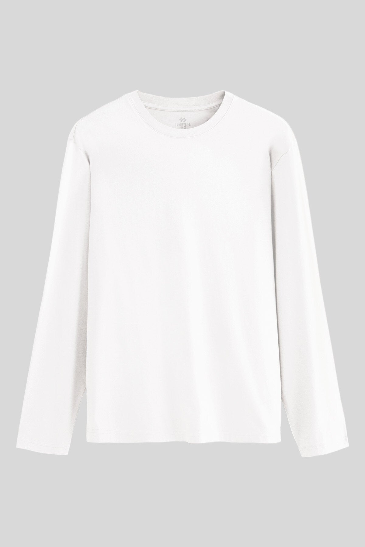 Beyaz Standart Fit Basic O Yaka Uzun Kollu İnce Erkek T-Shirt- 87997