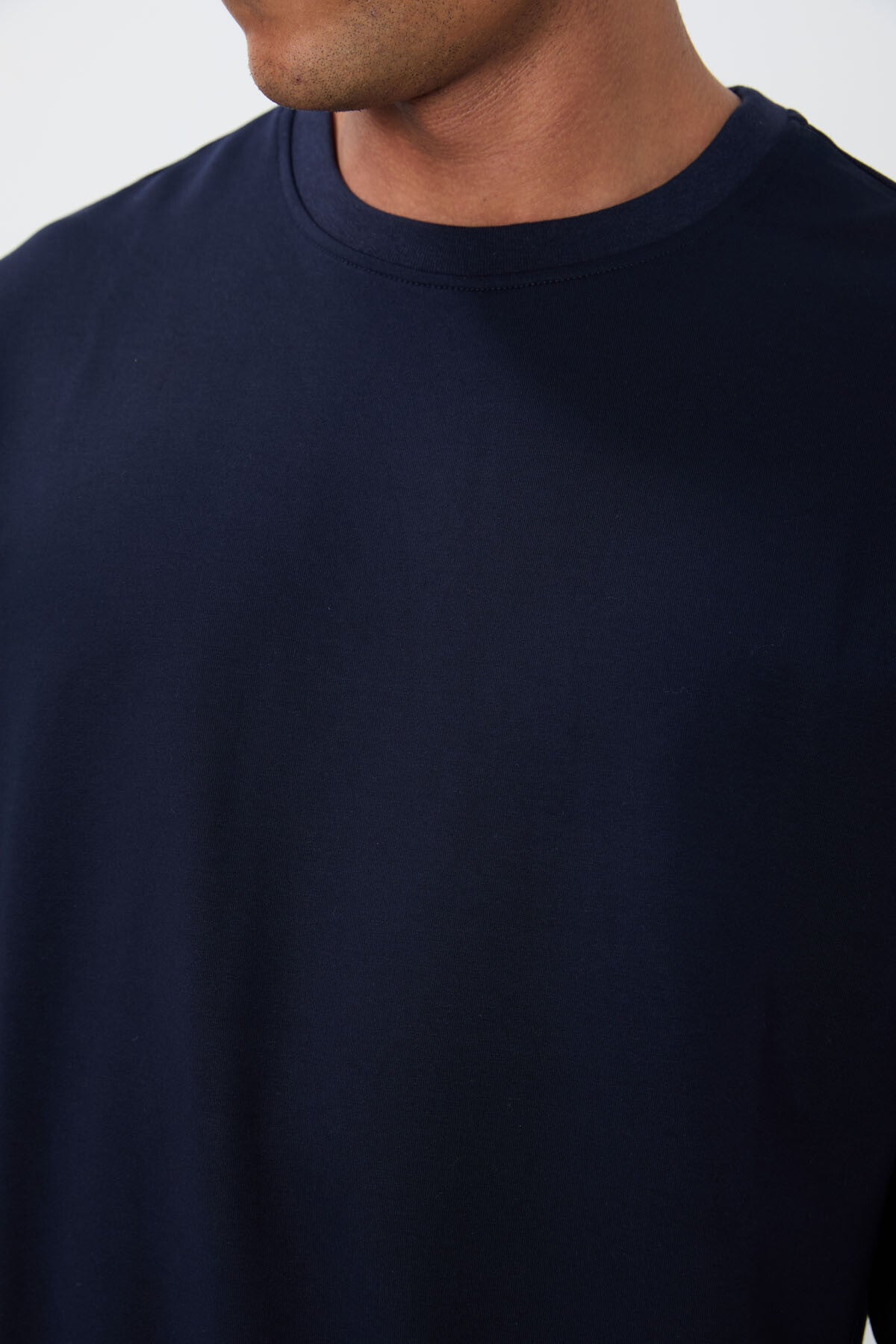 İndigo Pamuk Yumuşak Dokulu Standart Fit Basic Erkek Sweatshirt - 88363