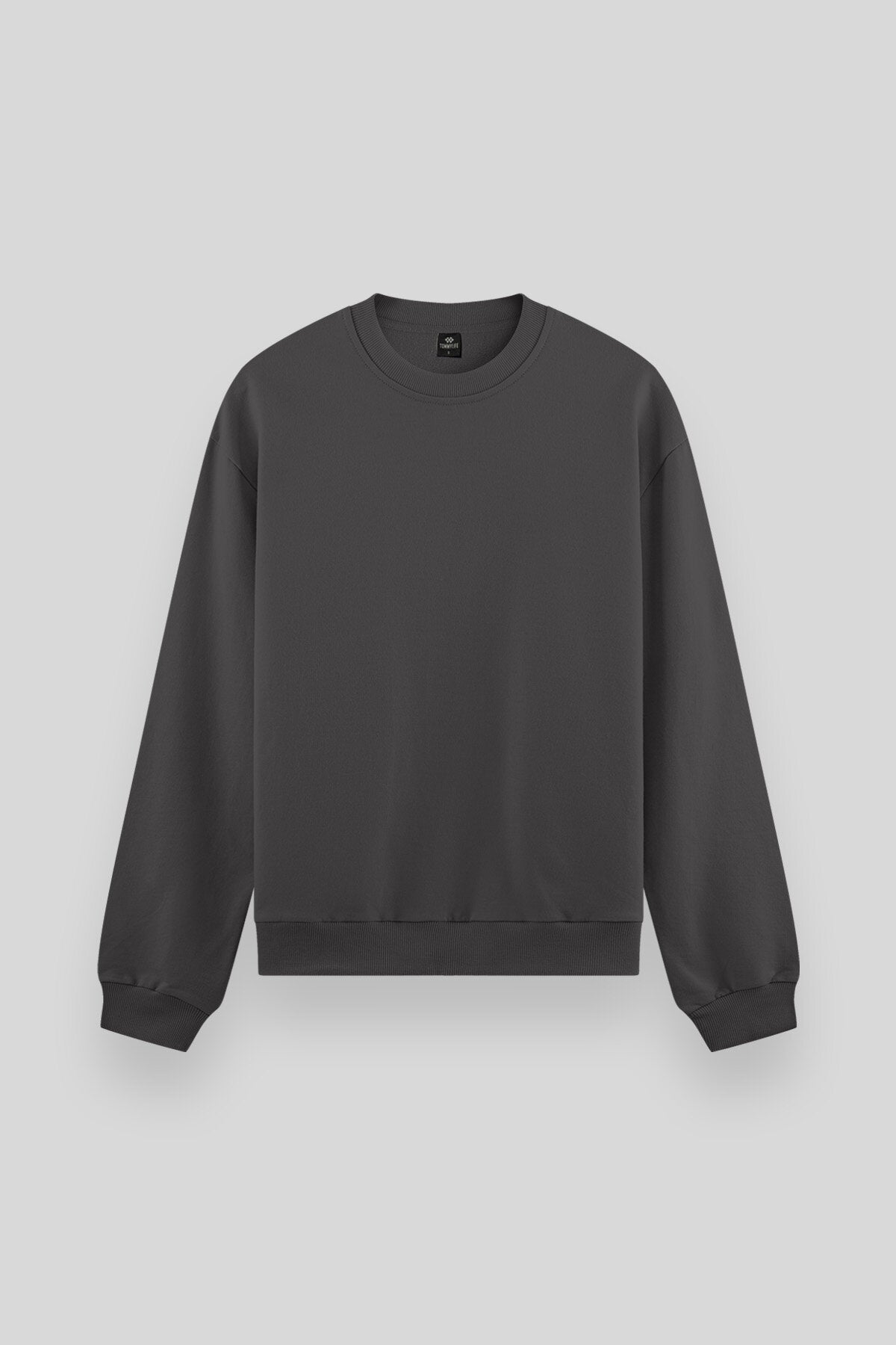 Koyu Gri Basic O Yaka Rahat Form Erkek Sweatshirt - 88053