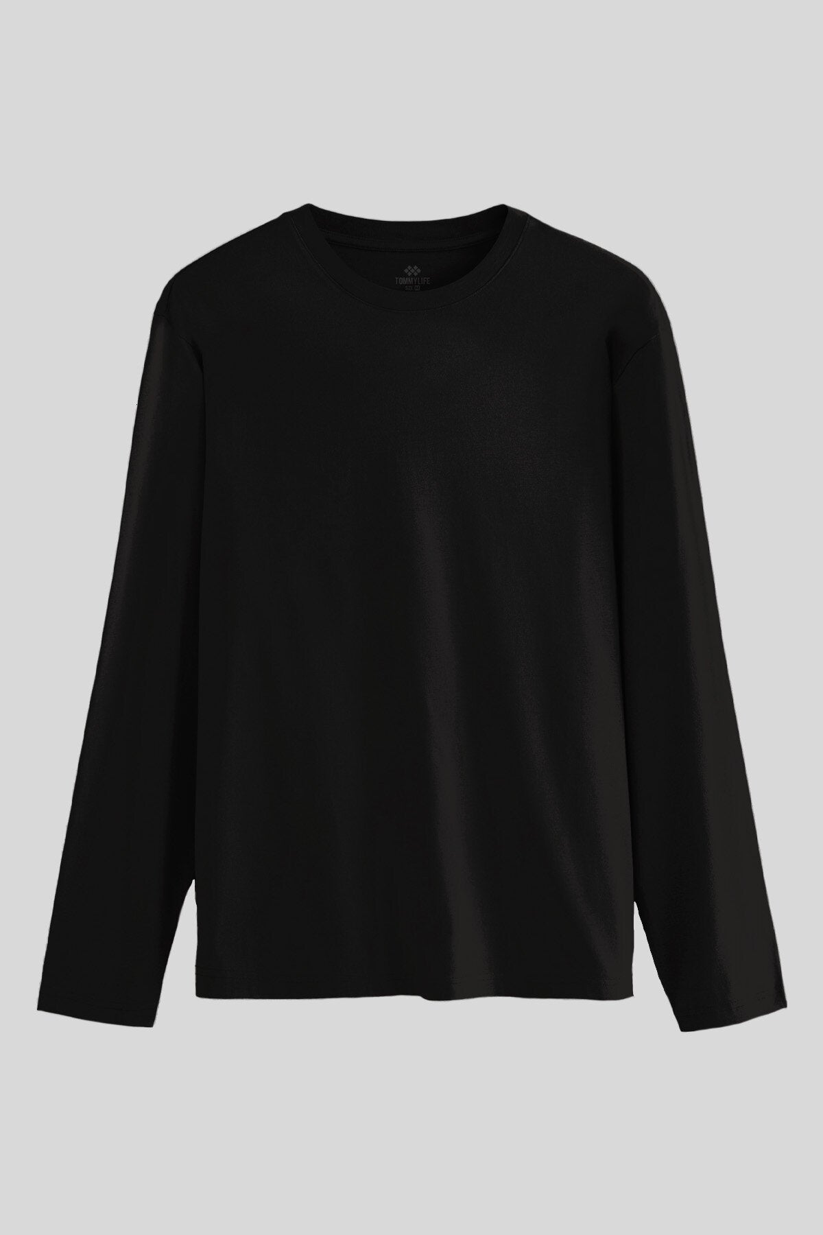 Siyah Standart Fit Basic O Yaka Uzun Kollu İnce Erkek T-Shirt - 87997