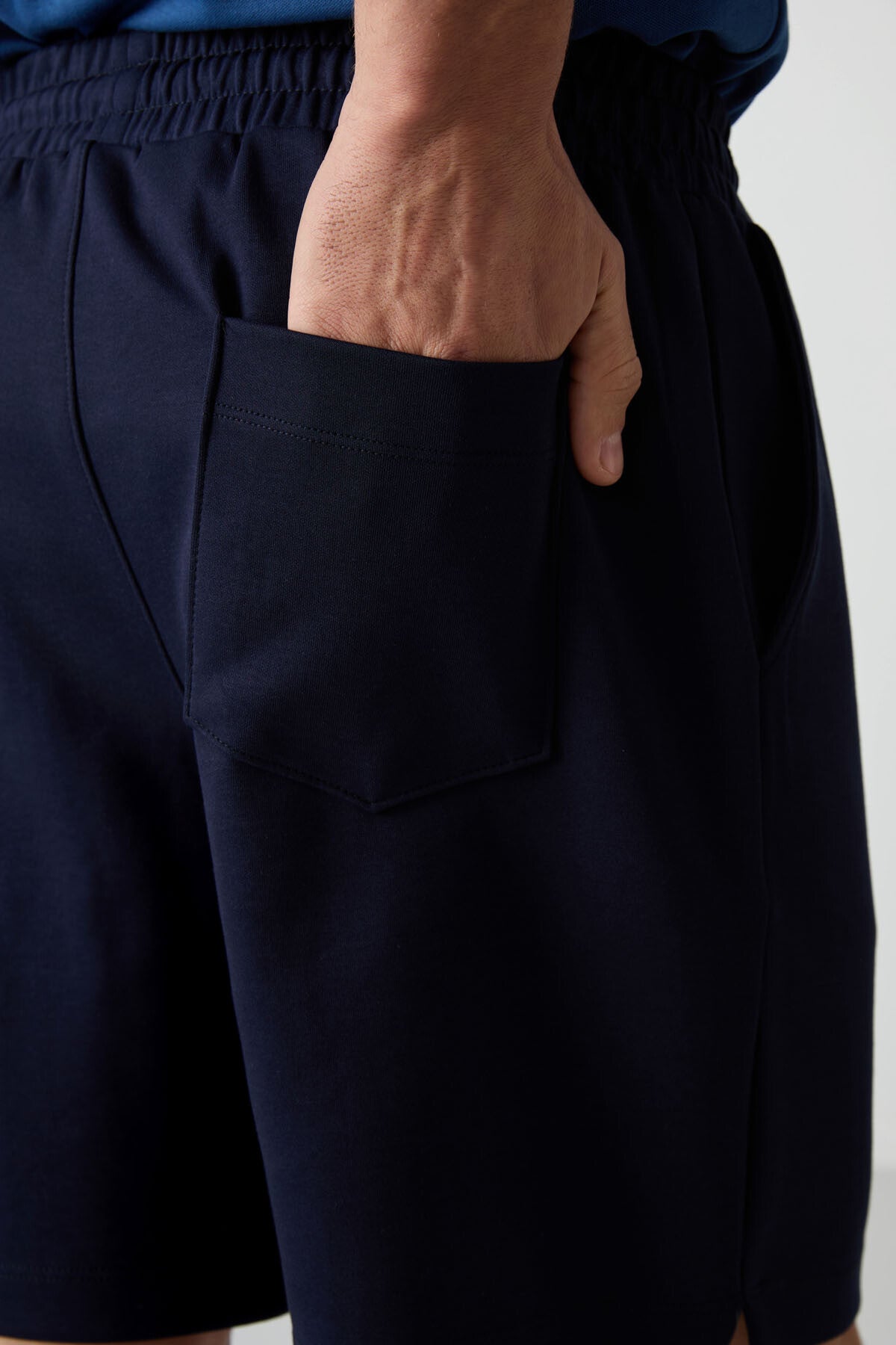 Lacivert Pamuklu Kalın Yumuşak Dokulu Comfort Fit Basic Erkek Şort - 81274